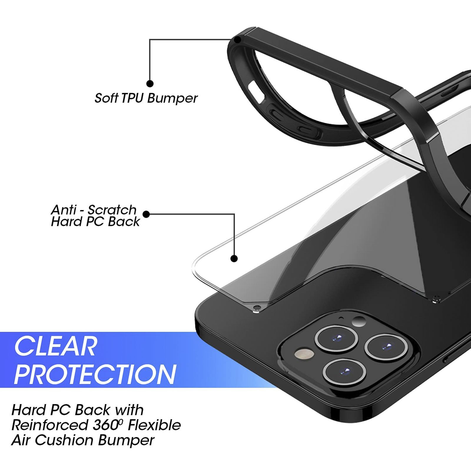 GRIPP Defender Hard Polycarbonate & TPU Back Cover for Apple iPhone 13 Pro Max (Supports Wireless Charging, Black)_6