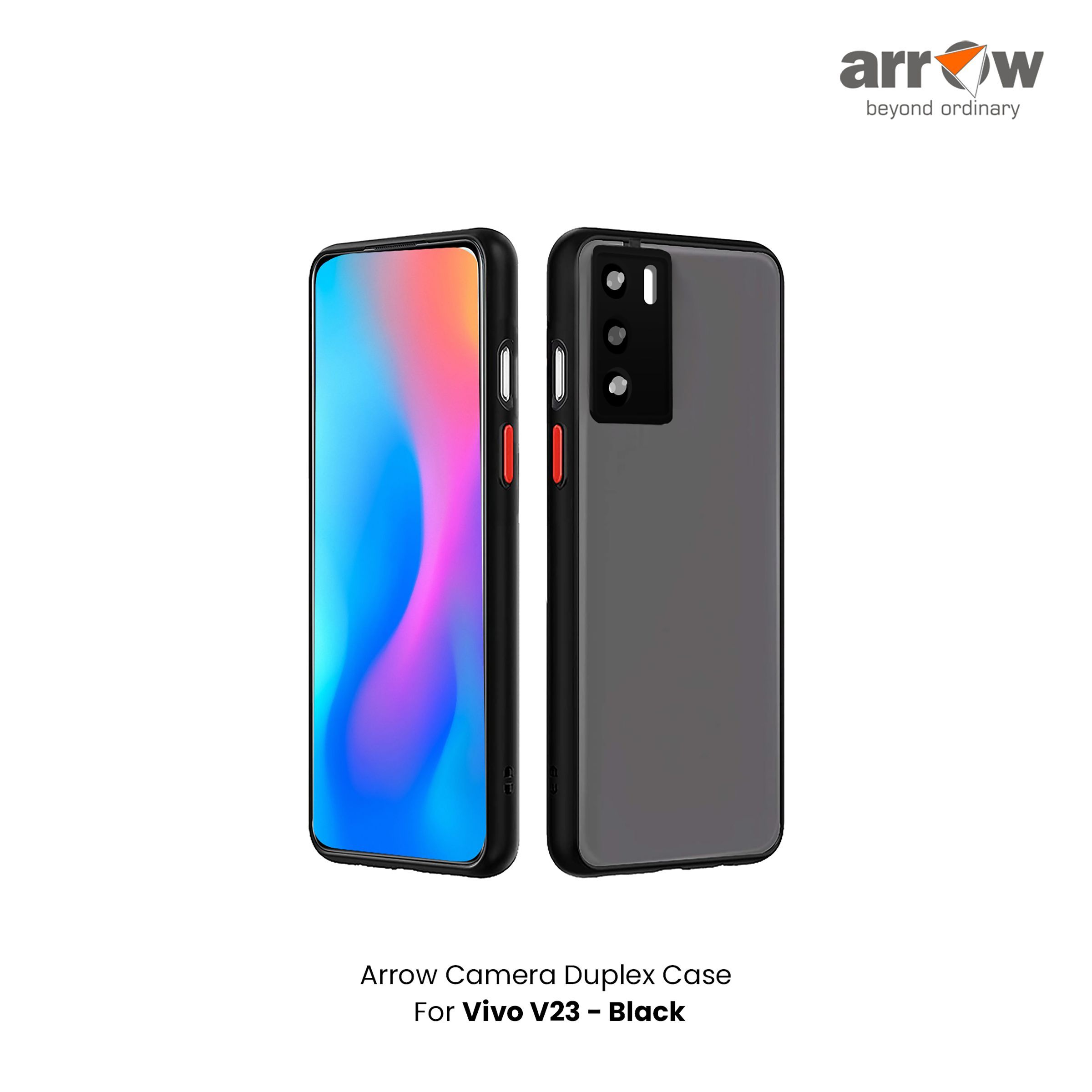Arrow Duplex Back Cover for vivo V23 (Anti Scratch Design, Black)_3