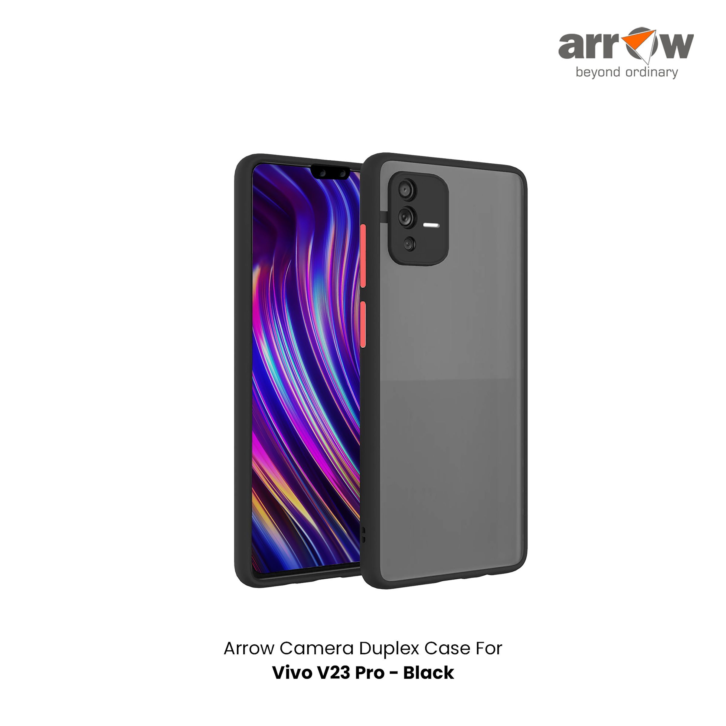 Arrow Duplex Back Cover for vivo V23 Pro (Anti Scratch Design, Black)_3