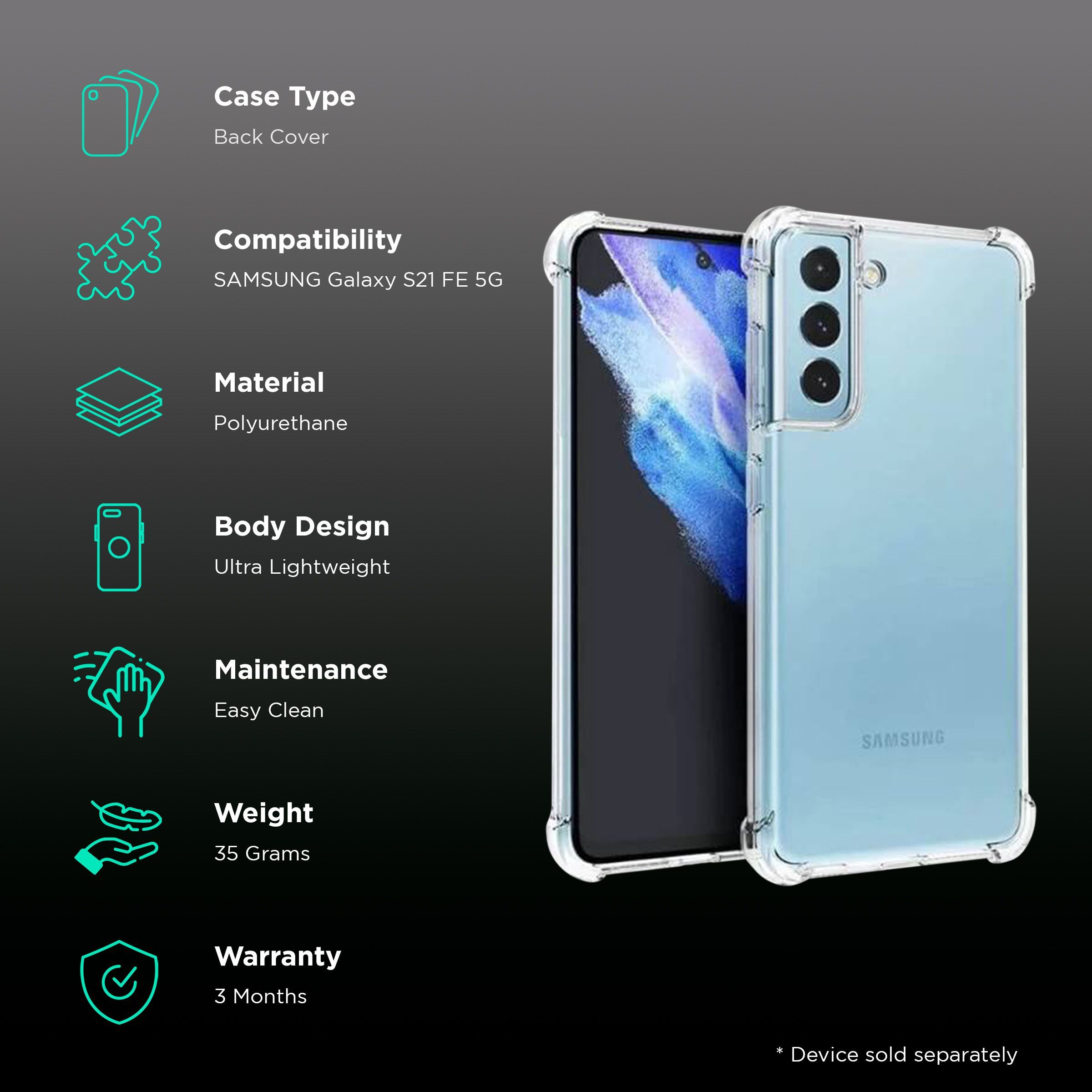 Inbase Ultra Polyurethane Back Cover for SAMSUNG Galaxy S21 FE 5G (Slim & Protective, Clear) Inbase Ultra Polyurethane Back Cover for SAMSUNG Galaxy S21 FE 5G (Slim & Protective, Clear)_2