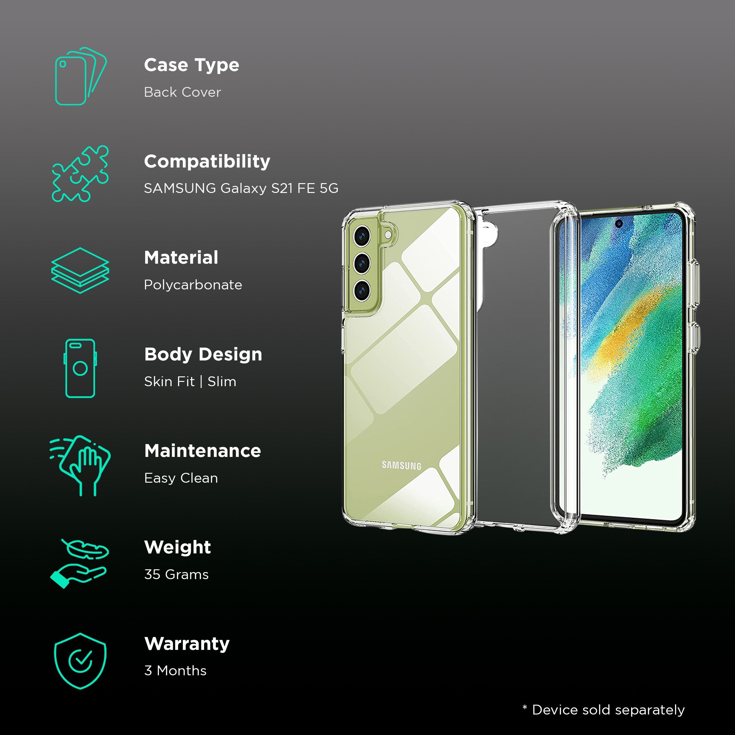 Inbase Ultra Slim Polycarbonate Back Cover for SAMSUNG Galaxy S21 FE 5G (Ultra Lightweight, Clear)_2