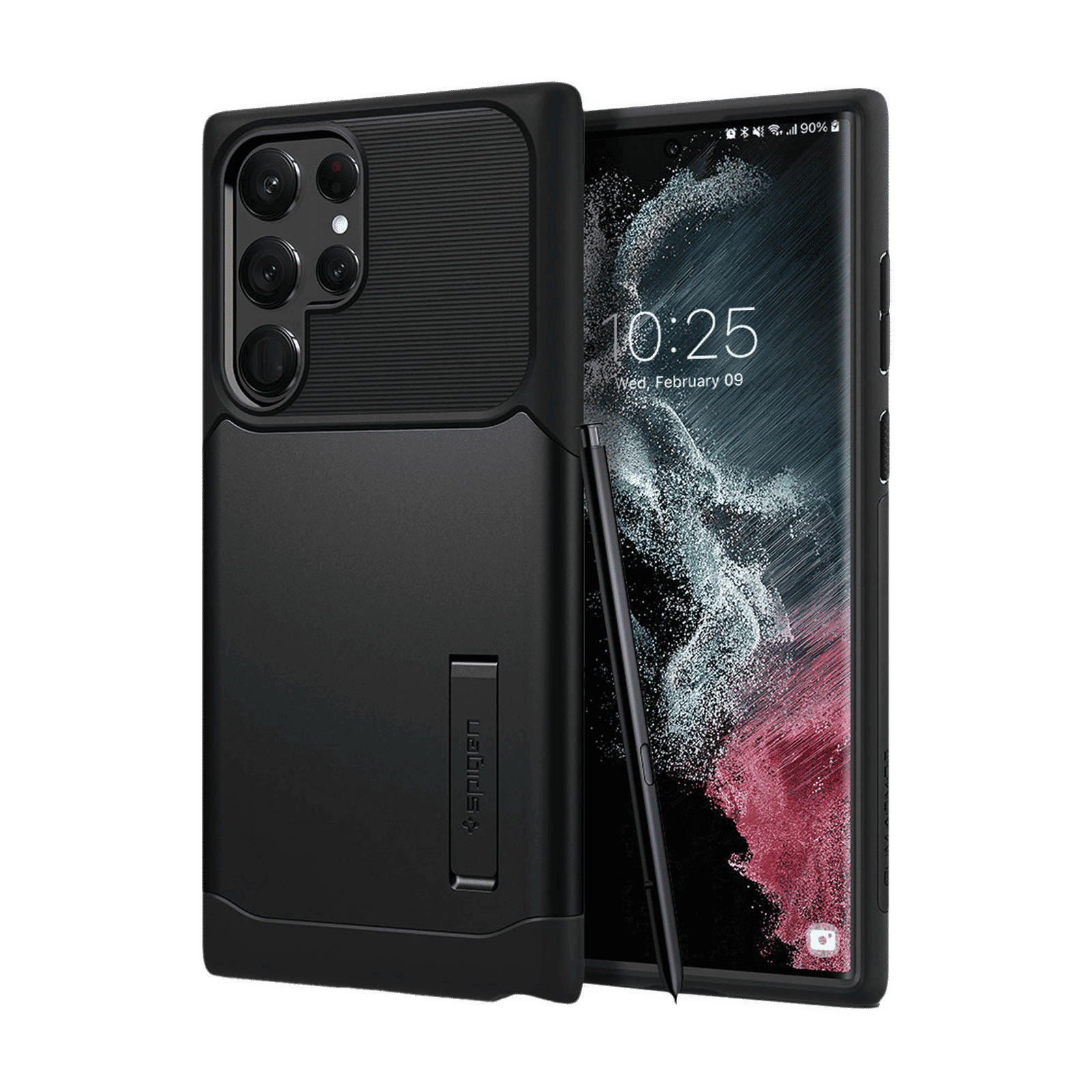 Spigen Slim Armor Polycarbonate & TPU & Impact Foam Back Cover for SAMSUNG Galaxy S22 Ultra 5G (Supports Wireless Charging, Black)_1