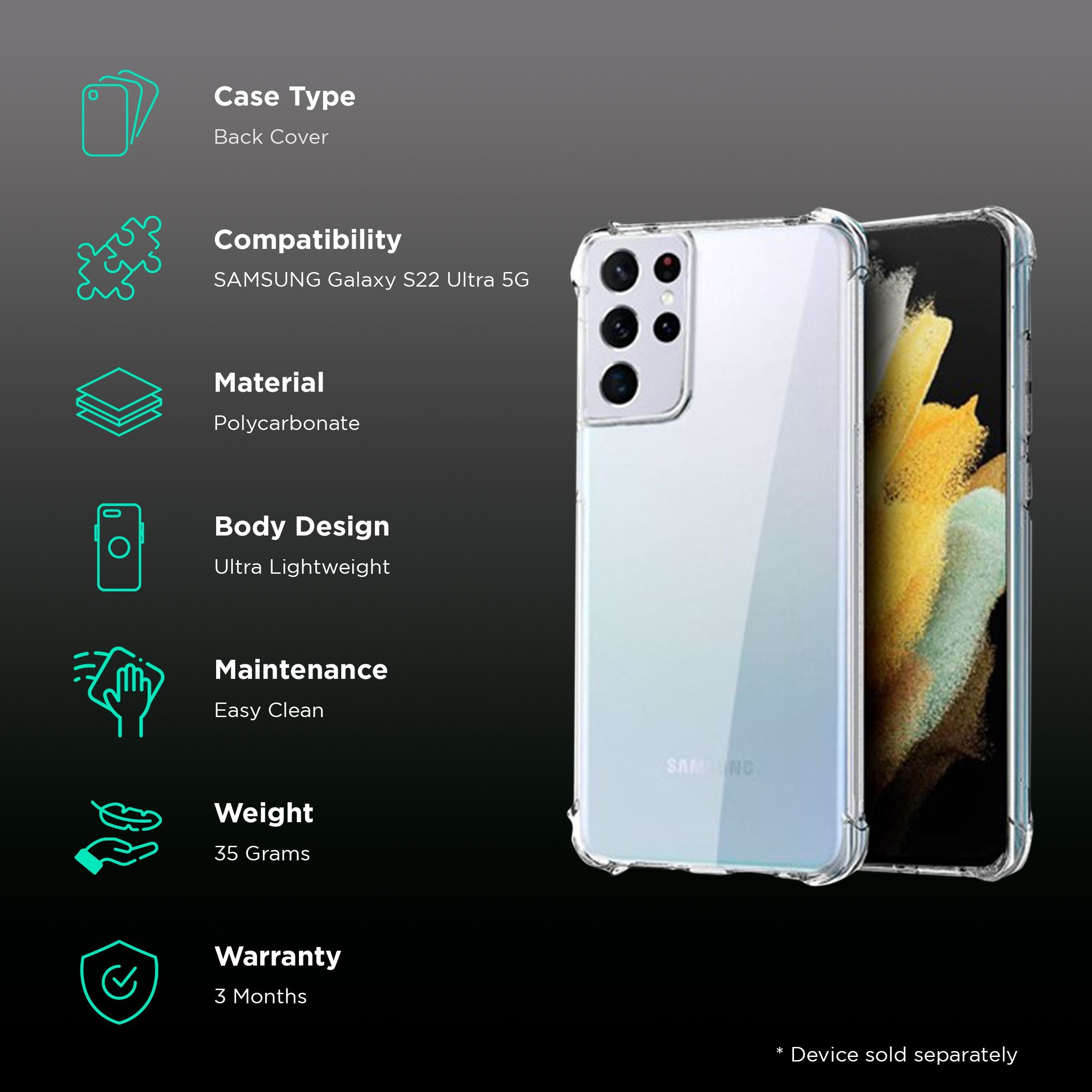 Inbase Ultra Polycarbonate Back Cover for SAMSUNG Galaxy S22 Ultra 5G (Slim & Protective, Clear)_2