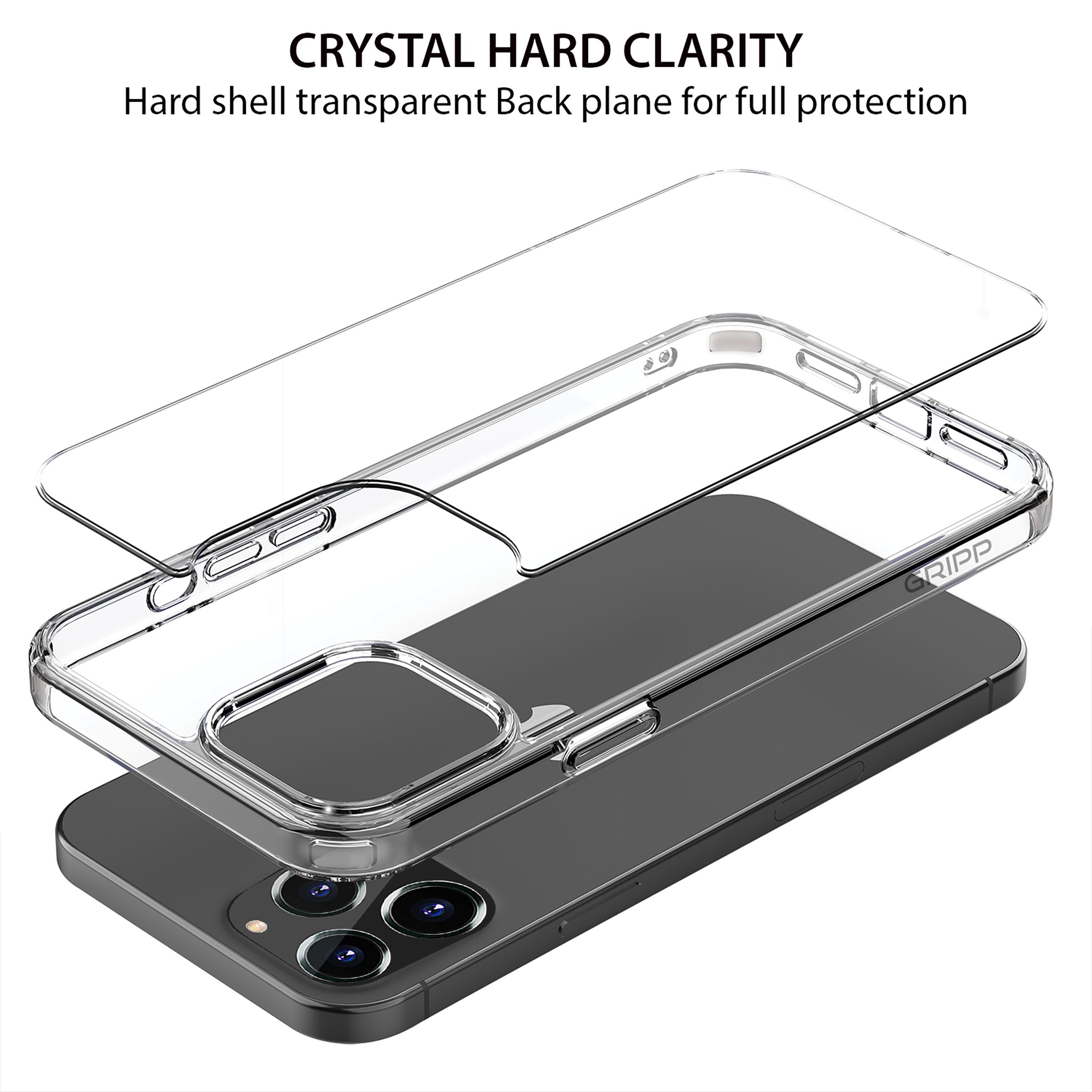GRIPP Tempered Glass & Hard Polycarbonate Back Cover & Adapter Combo for Apple iPhone 13 Pro (Scratch Resistant, Multi Color)_3