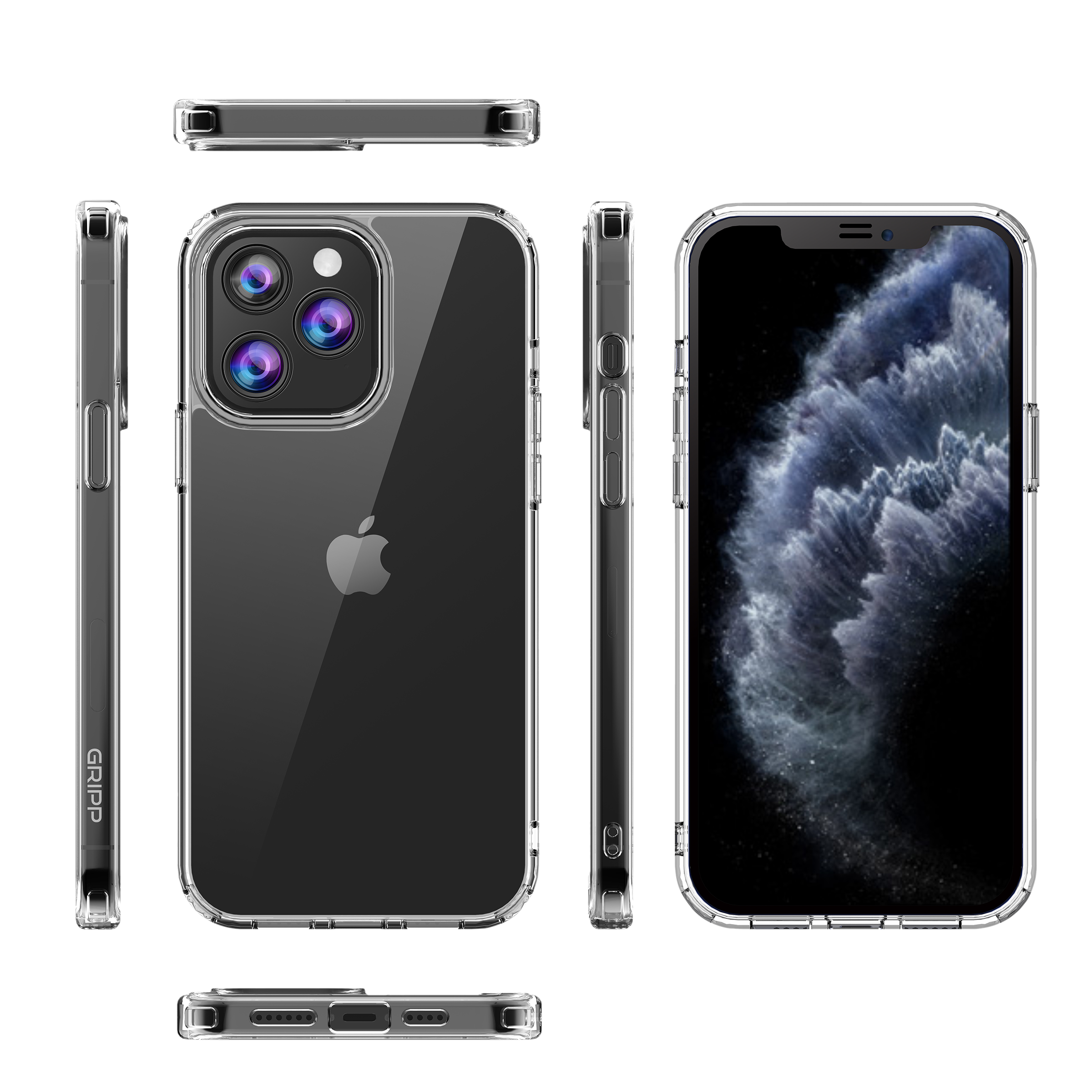 GRIPP Tempered Glass & Hard Polycarbonate Back Cover & Adapter Combo for Apple iPhone 13 Pro (Scratch Resistant, Multi Color)_7