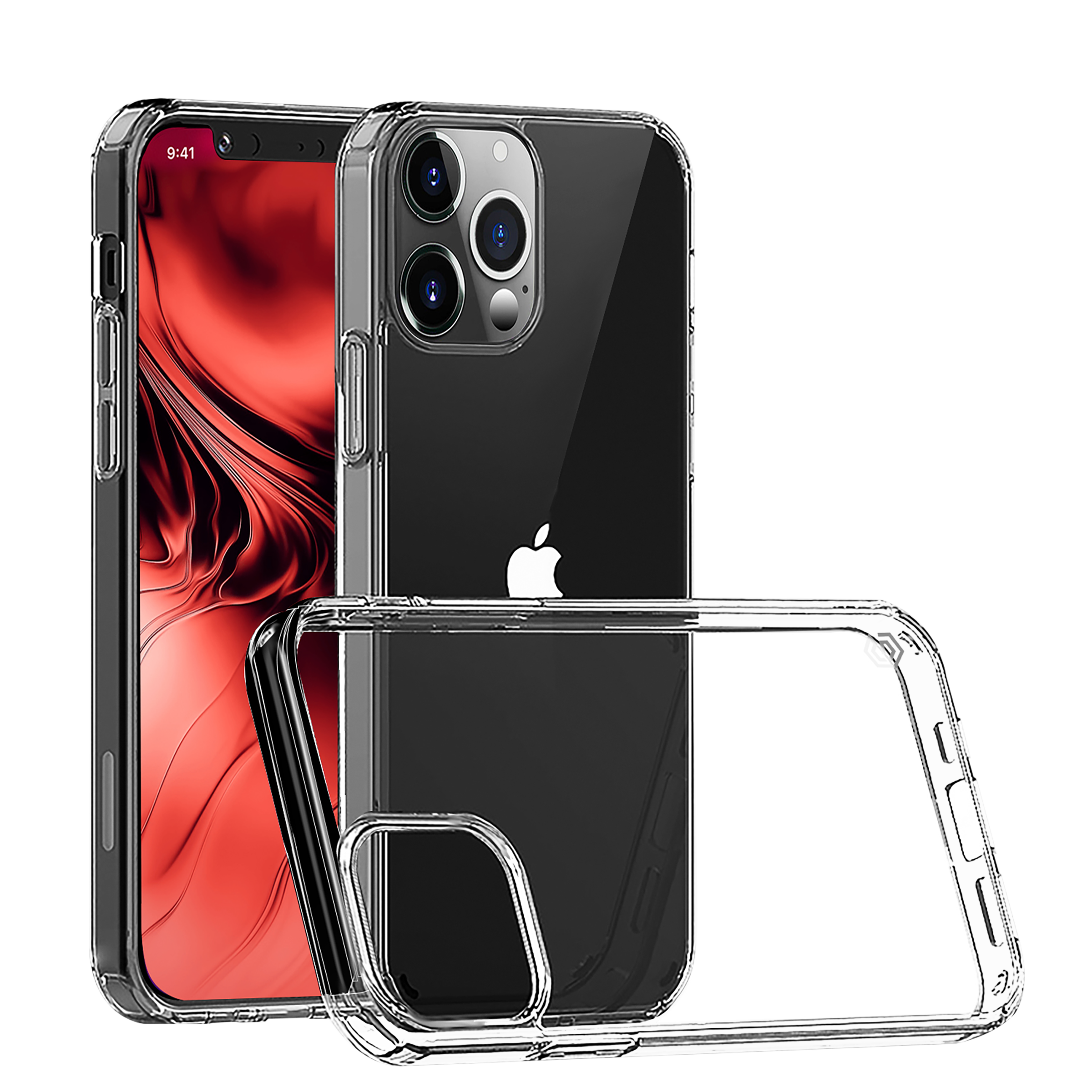 GRIPP Tempered Glass & Hard Polycarbonate Back Cover & Adapter Combo for Apple iPhone 13 Pro Max (Scratch Resistant, Multi Color)_2