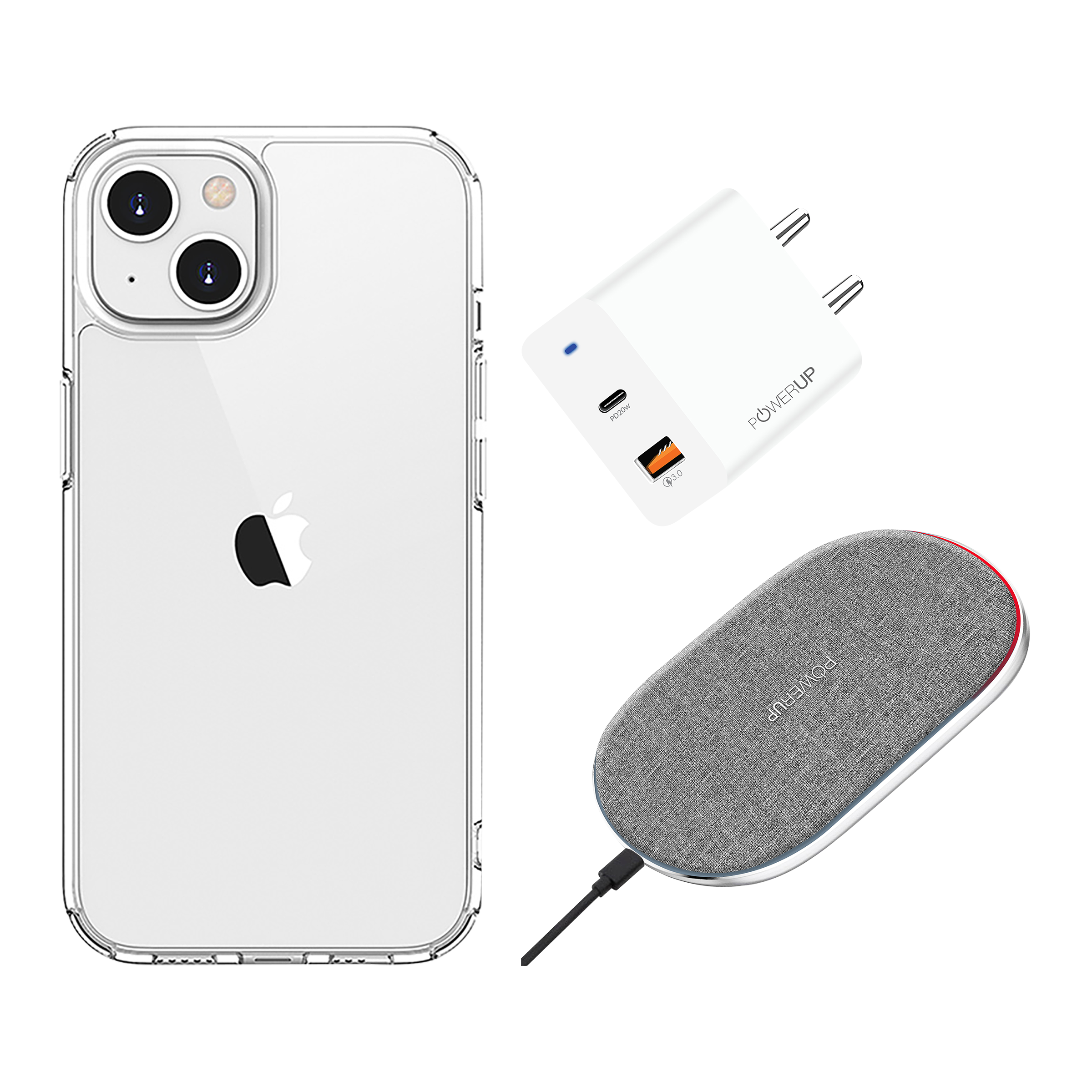 GRIPP Hard Polycarbonate Back Cover, Adapter & Wireless Charger Combo for Apple iPhone 13 Mini (Scratch Resistant, Multi Color)_1