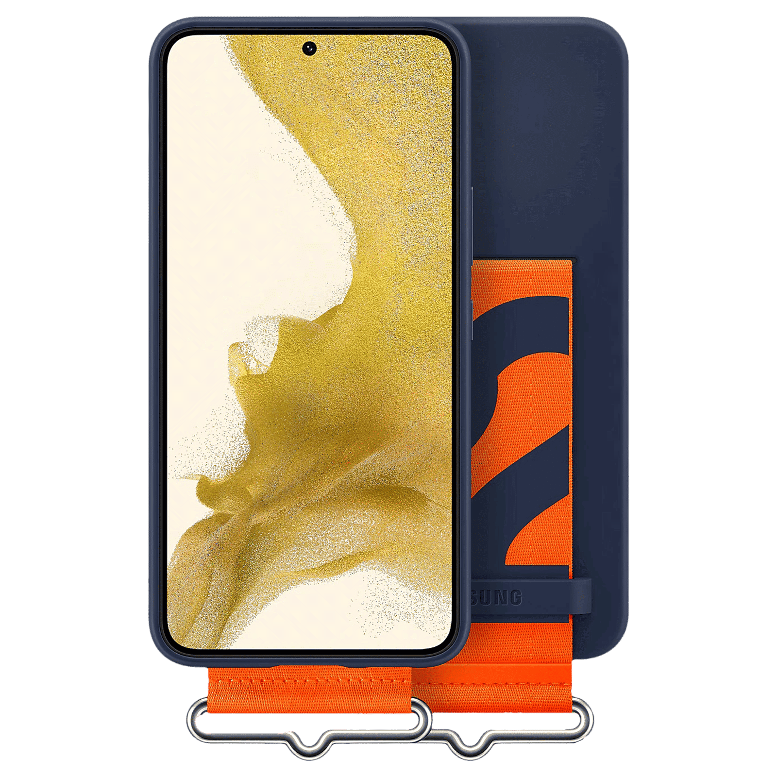 SAMSUNG Silicone Hybrid Cover for SAMSUNG Galaxy S22 5G (Detachable Strap, Navy)_1