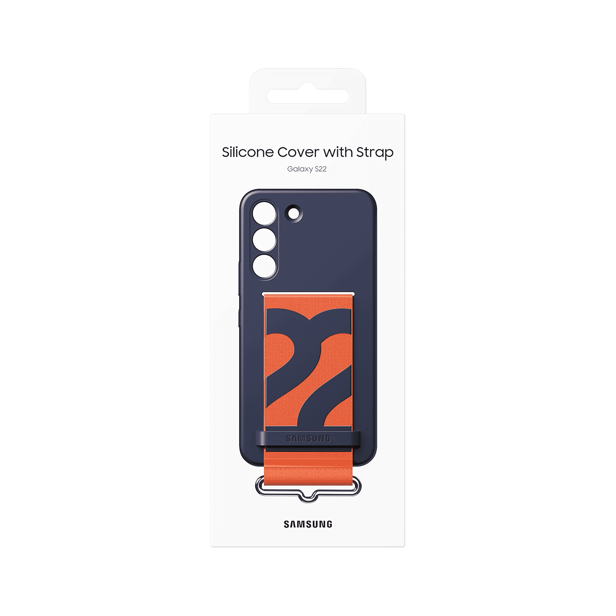 SAMSUNG Silicone Hybrid Cover for SAMSUNG Galaxy S22 5G (Detachable Strap, Navy)_7