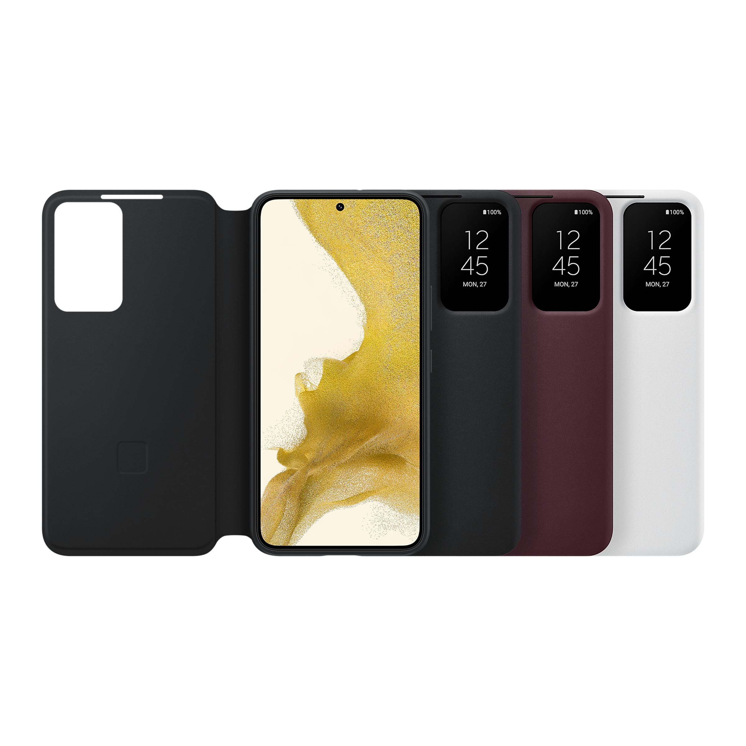 SAMSUNG Smart Clear View Polycarbonate & Polyurethane Flip Cover for SAMSUNG Galaxy S22 5G (Anti-Microbial, Black)_9