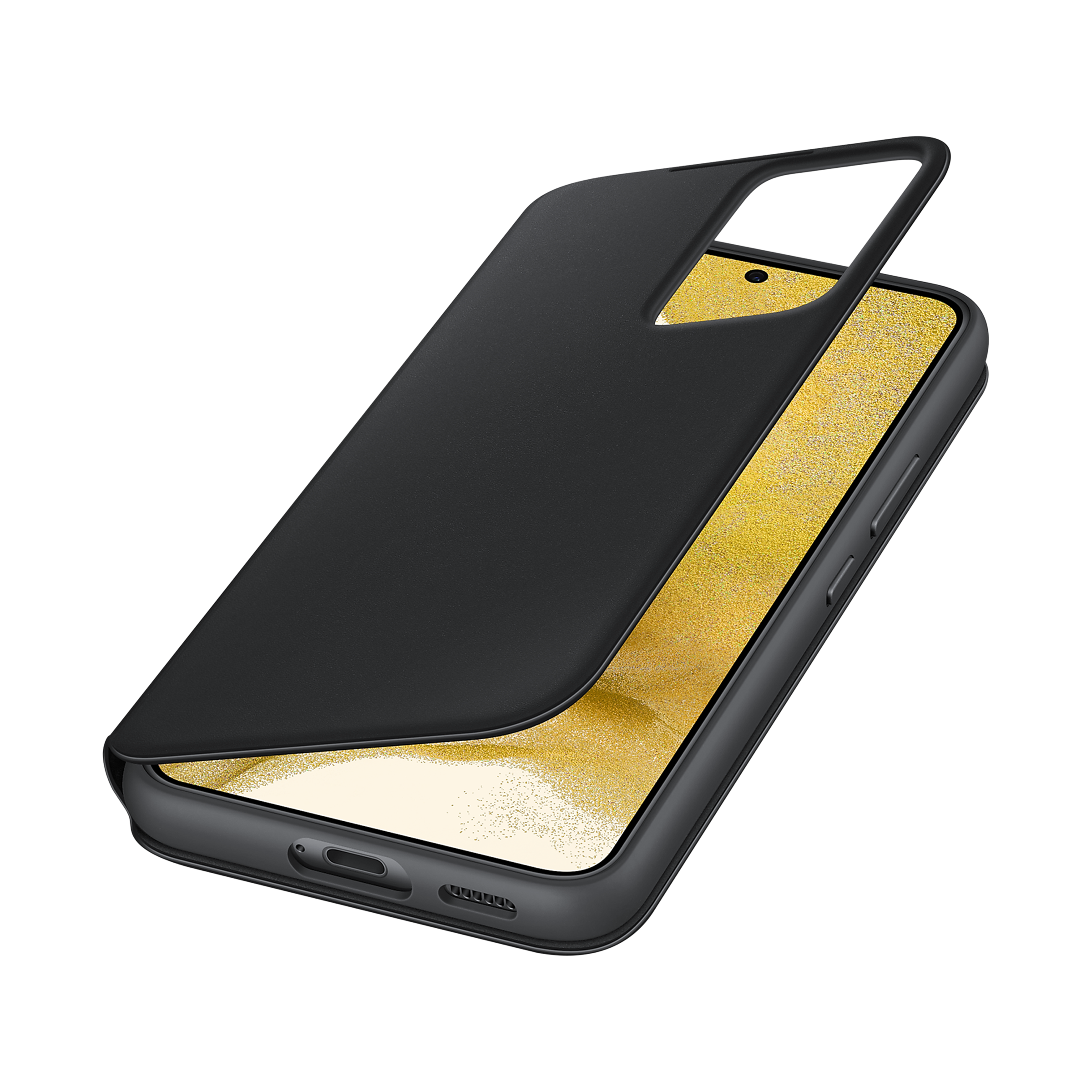 SAMSUNG Smart Clear View Polycarbonate & Polyurethane Flip Cover for SAMSUNG Galaxy S22 5G (Anti-Microbial, Black)_3