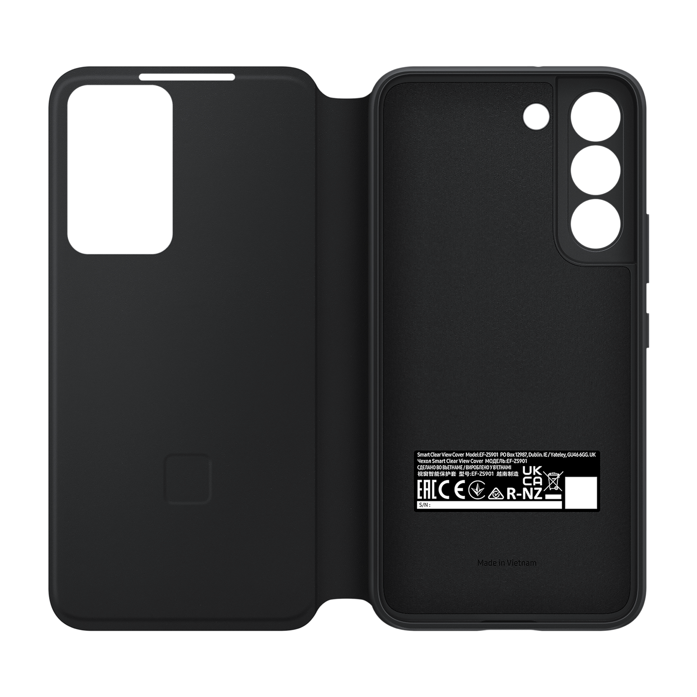 SAMSUNG Smart Clear View Polycarbonate & Polyurethane Flip Cover for SAMSUNG Galaxy S22 5G (Anti-Microbial, Black)_4