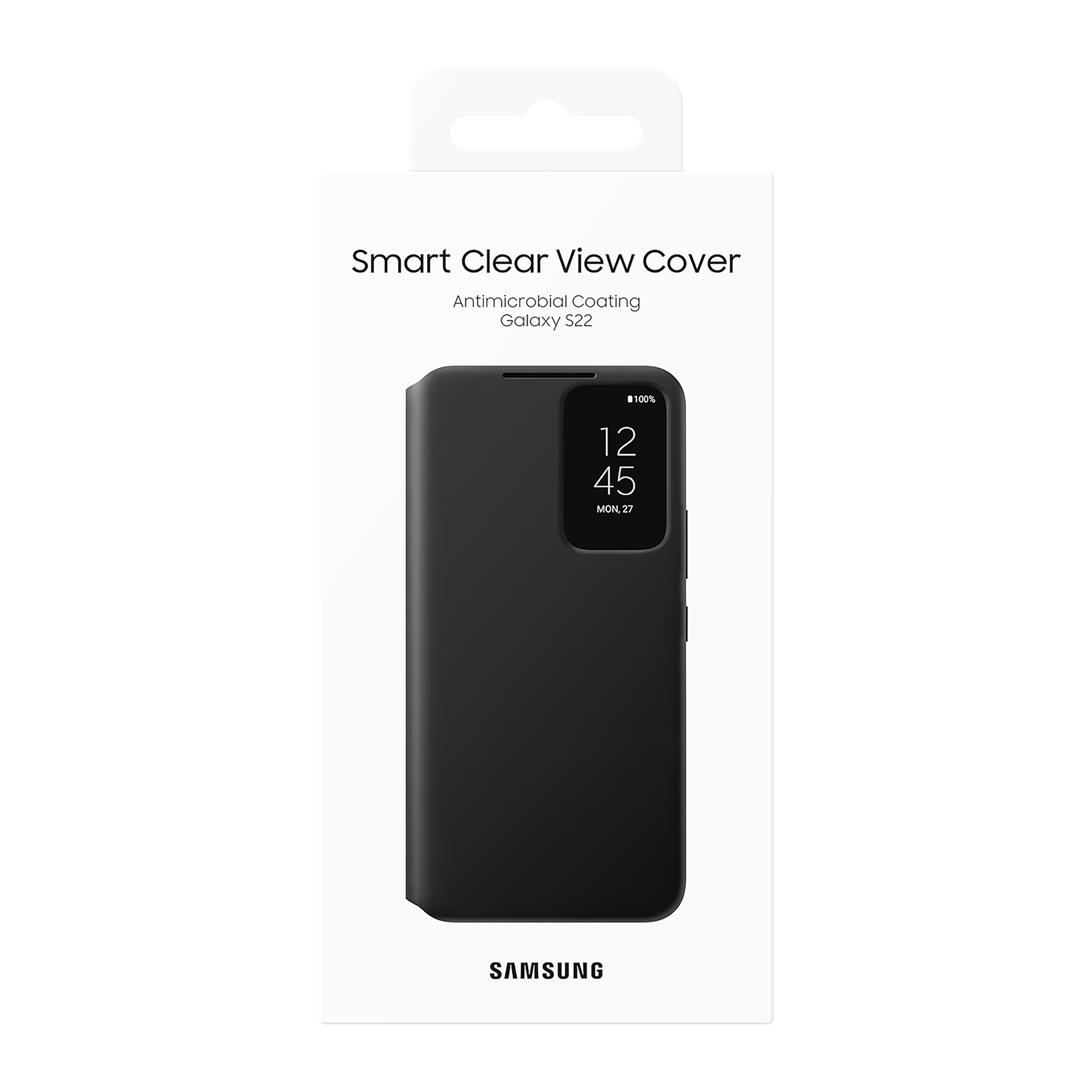 SAMSUNG Smart Clear View Polycarbonate & Polyurethane Flip Cover for SAMSUNG Galaxy S22 5G (Anti-Microbial, Black)_8