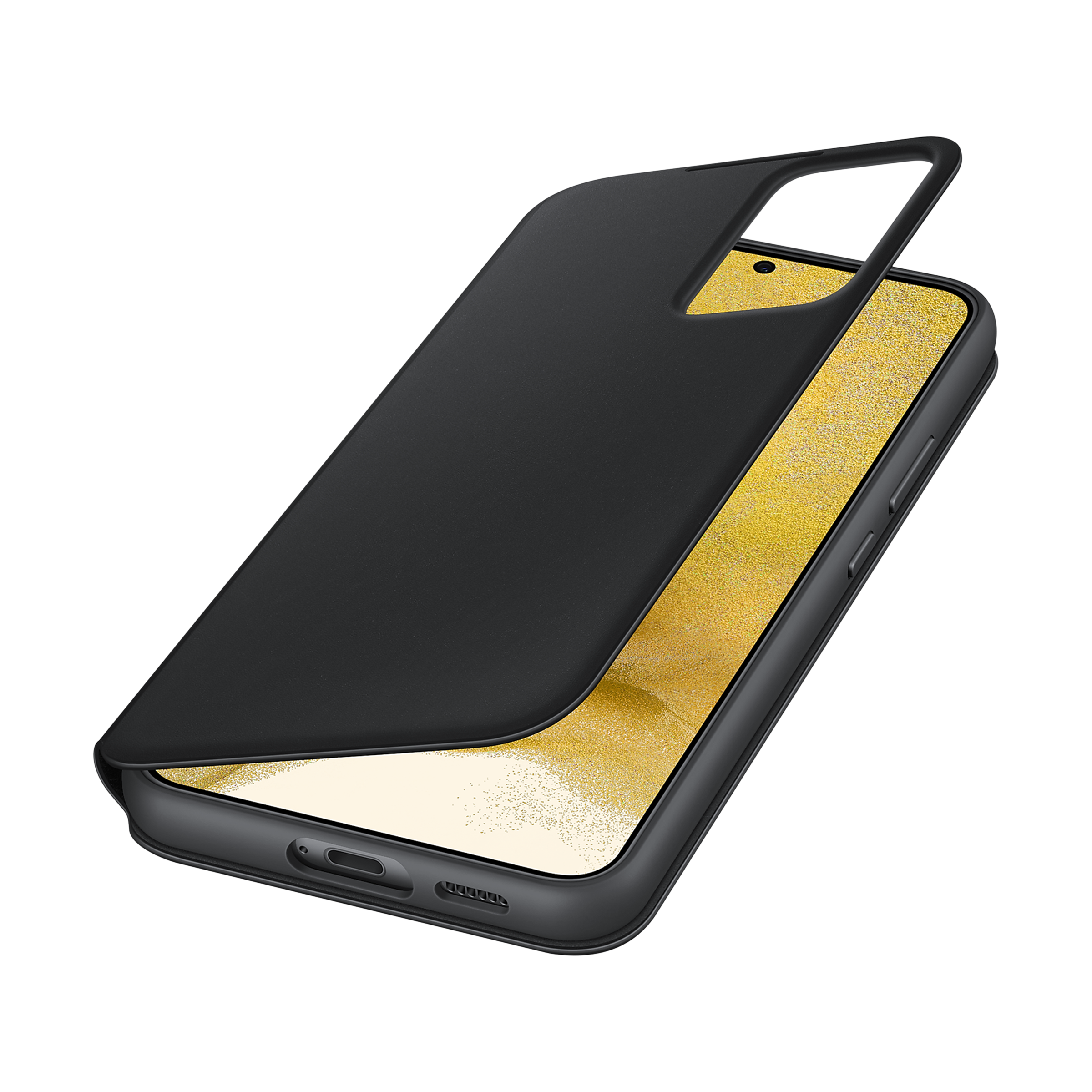 SAMSUNG Smart Clear View Polycarbonate & Polyurethane Flip Cover for SAMSUNG Galaxy S22+ 5G (Anti-Microbial, Black)_3