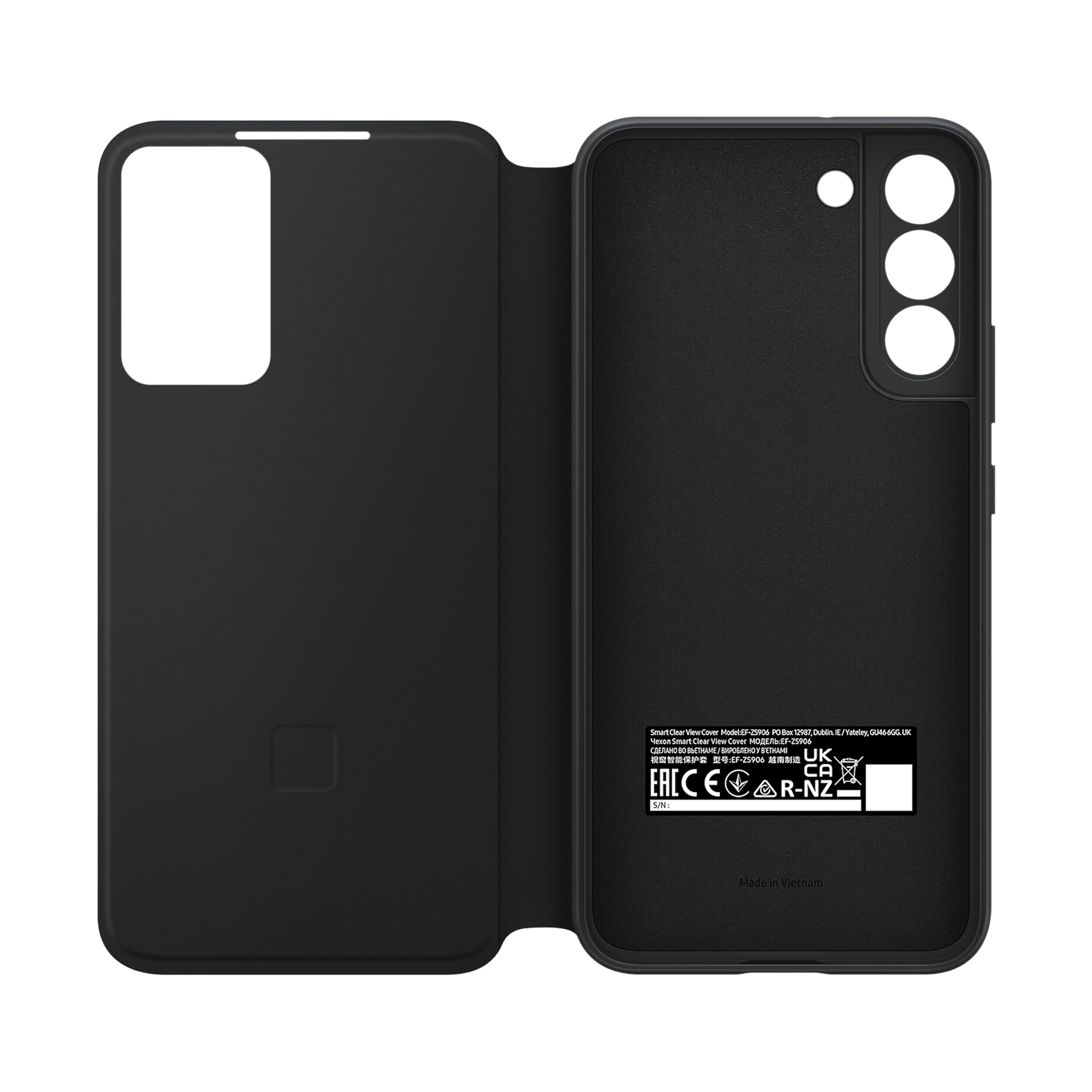 SAMSUNG Smart Clear View Polycarbonate & Polyurethane Flip Cover for SAMSUNG Galaxy S22+ 5G (Anti-Microbial, Black)_4