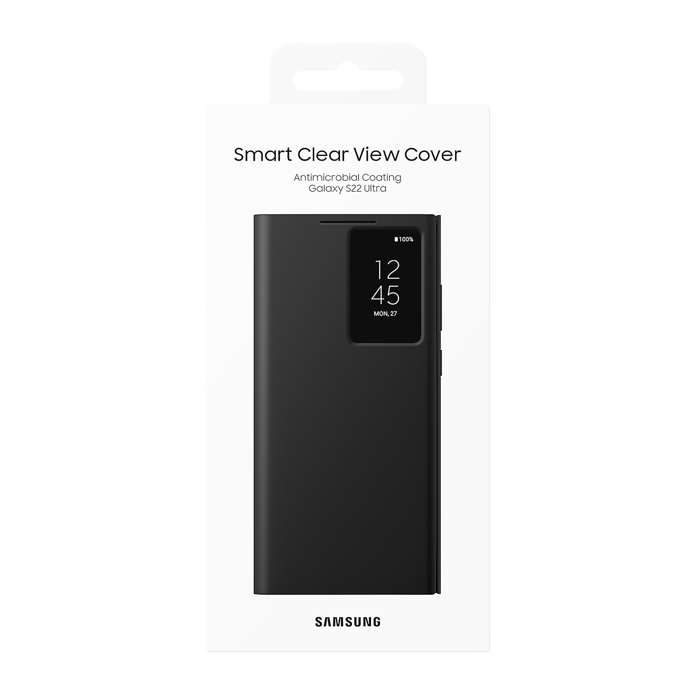 SAMSUNG Smart Clear View Polycarbonate & Polyurethane Flip Cover for SAMSUNG Galaxy S22 Ultra 5G (Anti-Microbial, Black)_9