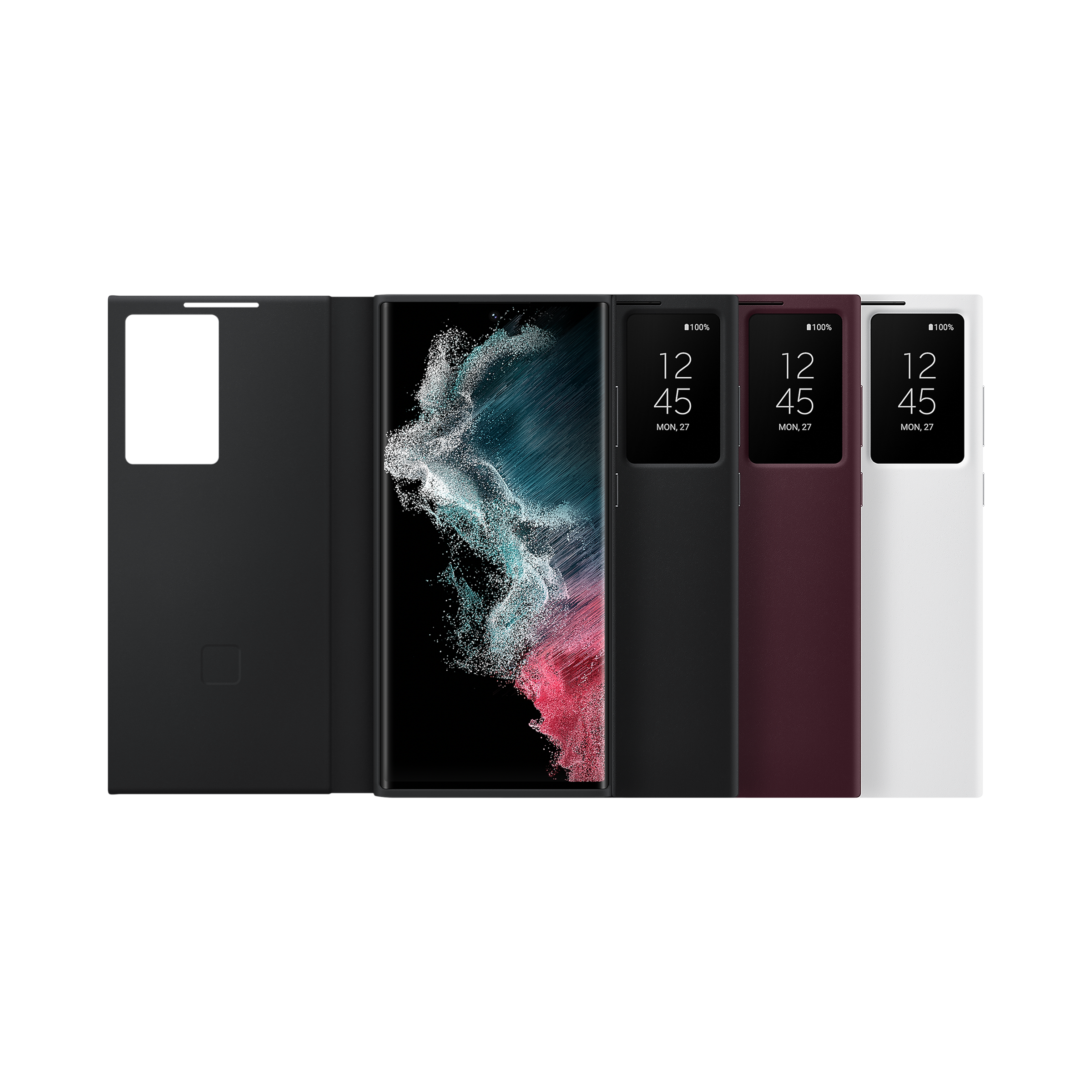 SAMSUNG Smart Clear View Polycarbonate & Polyurethane Flip Cover for SAMSUNG Galaxy S22 Ultra 5G (Anti-Microbial, Black)_8