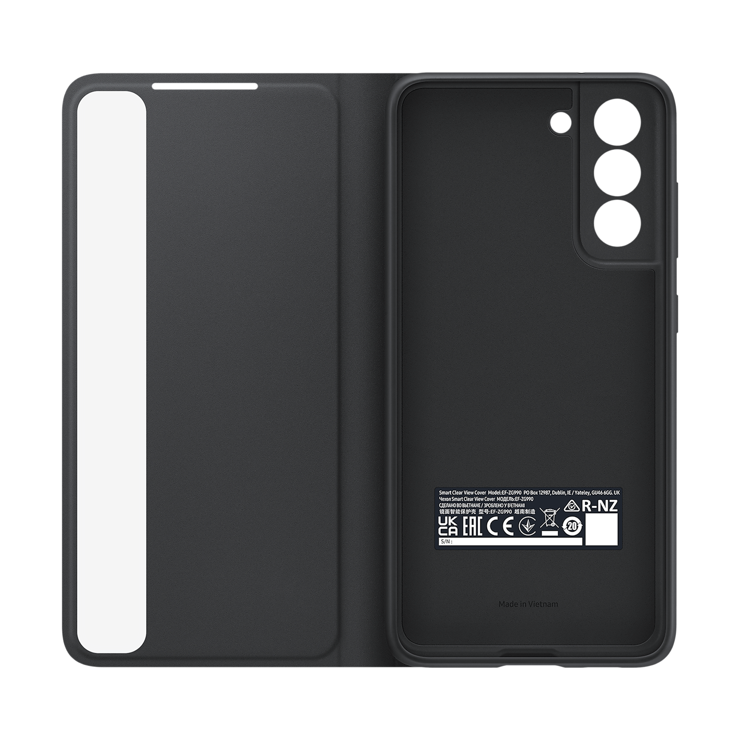 SAMSUNG Smart Clear View Polycarbonate Flip Cover for SAMSUNG Galaxy S21 FE 5G (Protection Against Microbial, Black)_4