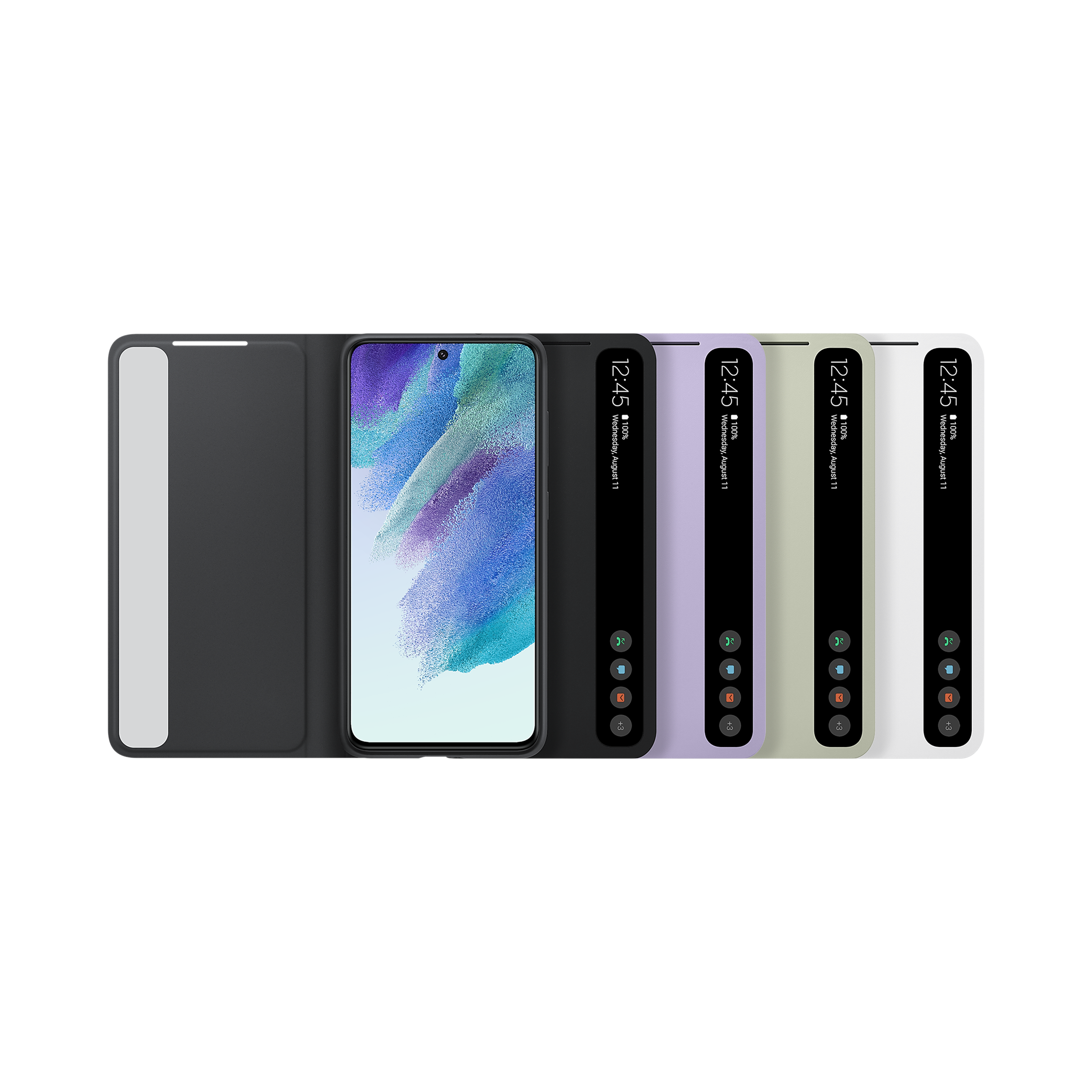 SAMSUNG Smart Clear View Polycarbonate Flip Cover for SAMSUNG Galaxy S21 FE 5G (Protection Against Microbial, Black)_7