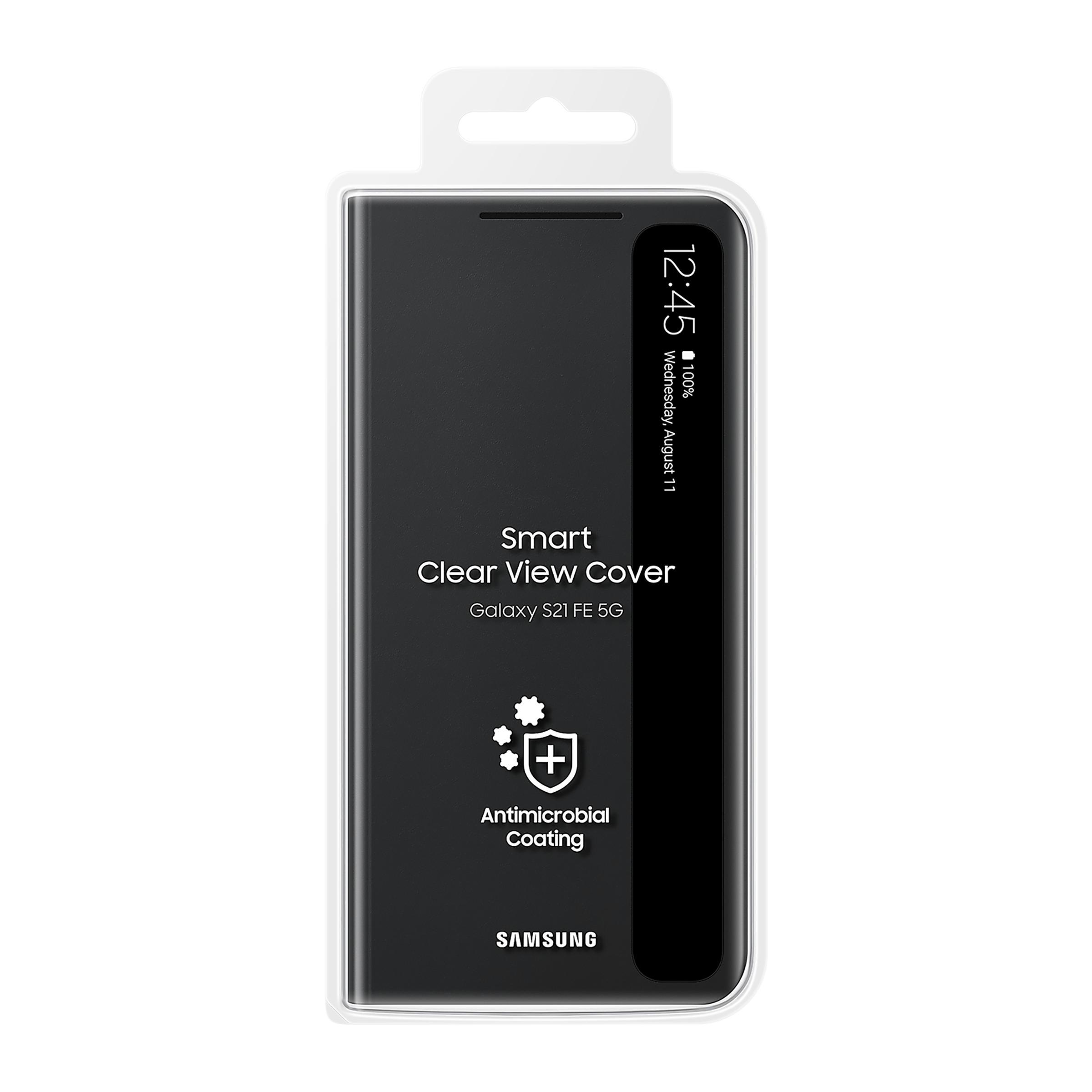 SAMSUNG Smart Clear View Polycarbonate Flip Cover for SAMSUNG Galaxy S21 FE 5G (Protection Against Microbial, Black)_8