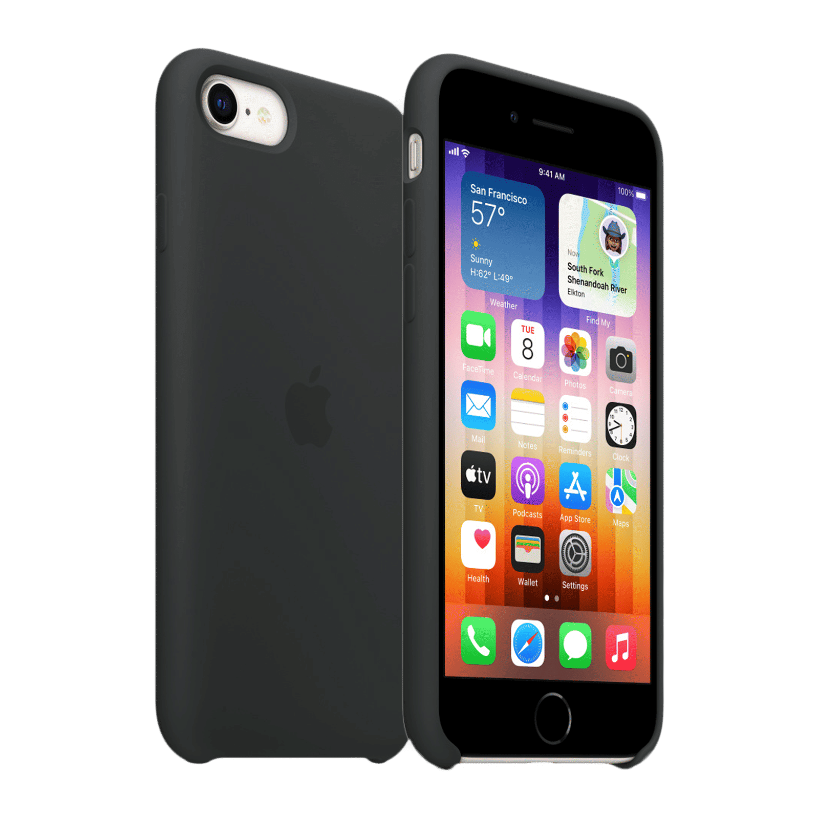 Apple Soft Silicone Back Cover for Apple iPhone SE (3rd & 2nd Gen), 8, 7 (Supports Wireless Charging, Midnight)_1