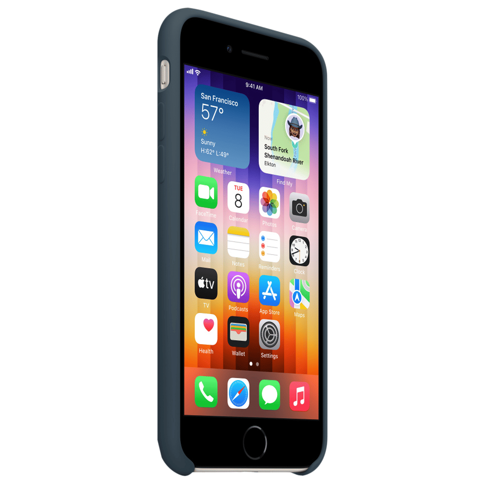Apple Soft Silicone Back Cover for Apple iPhone SE (3rd & 2nd Gen), 8, 7 (Supports Wireless Charging, Abyss Blue)_3
