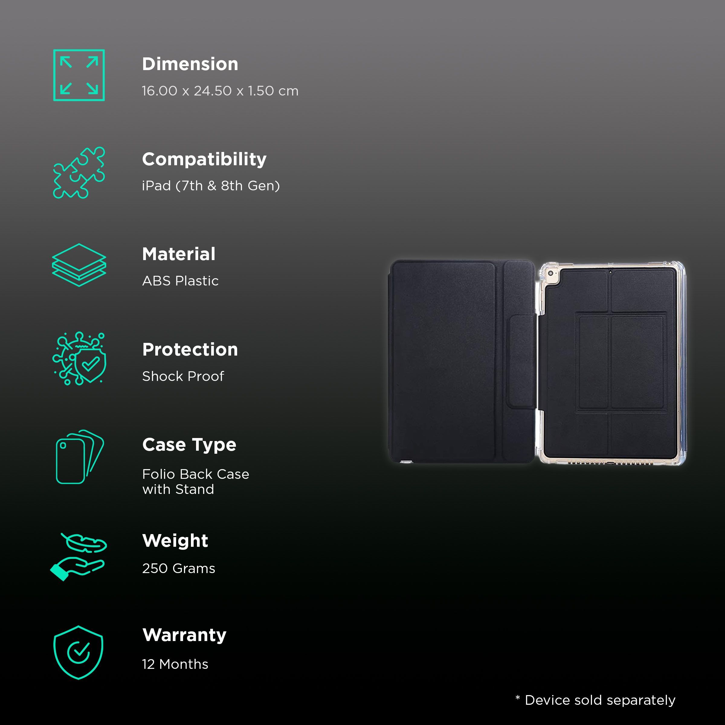 neopack 7PAD5 Commuter ABS Plastic Flip Cover for Apple iPad 7th Gen and 8th Gen 10.2 Inch (Detachable Wireless Magnetic Keyboard, Black) neopack 7PAD5 Commuter ABS Plastic Flip Cover for Apple iPad 7th Gen and 8th Gen 10.2 Inch (Detachable Wireless Magnetic Keyboard, Black)_2