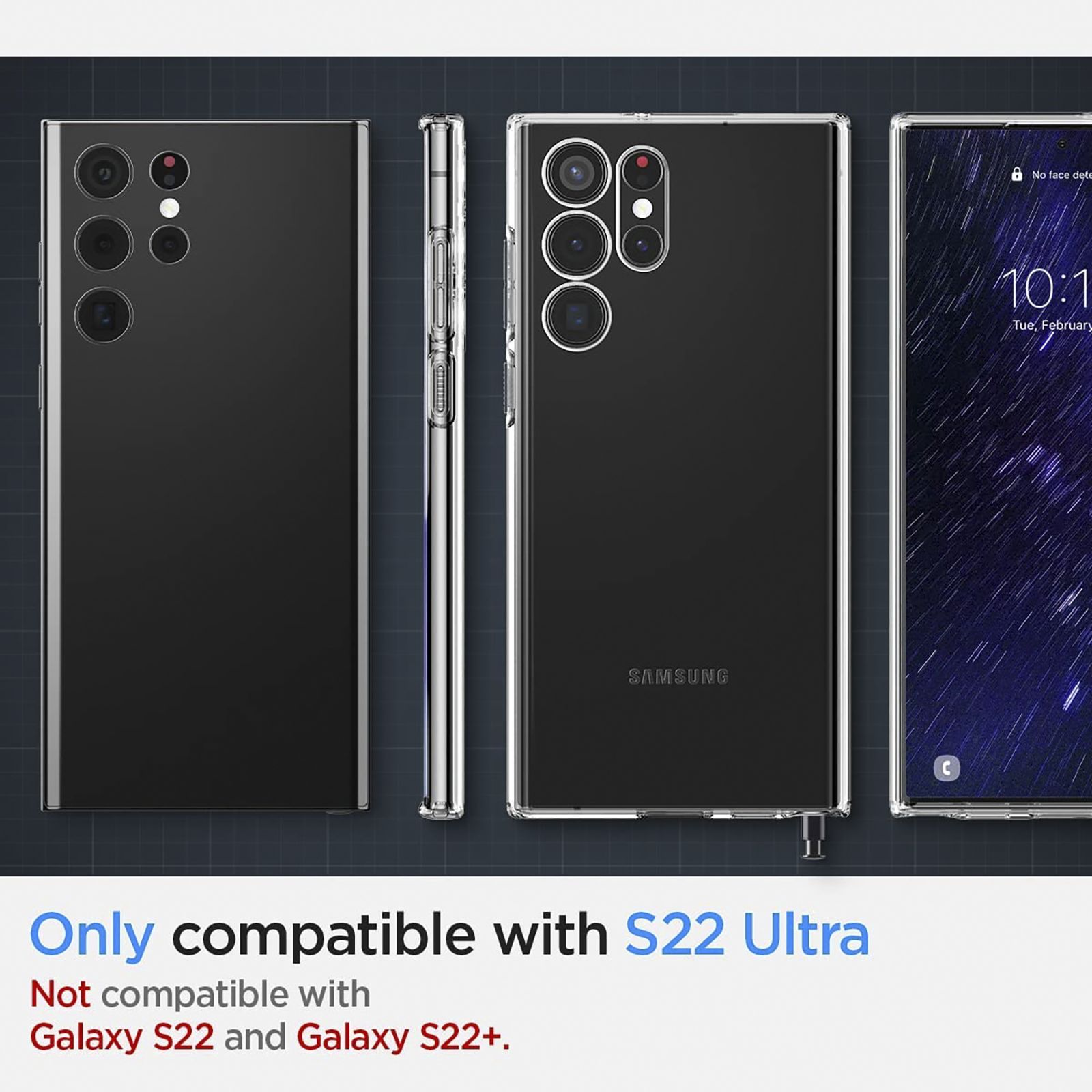 Spigen Liquid Crystal TPU Back Cover for SAMSUNG Galaxy S22 Ultra 5G (Dust and Scratch Resistant, Crystal Clear)_9