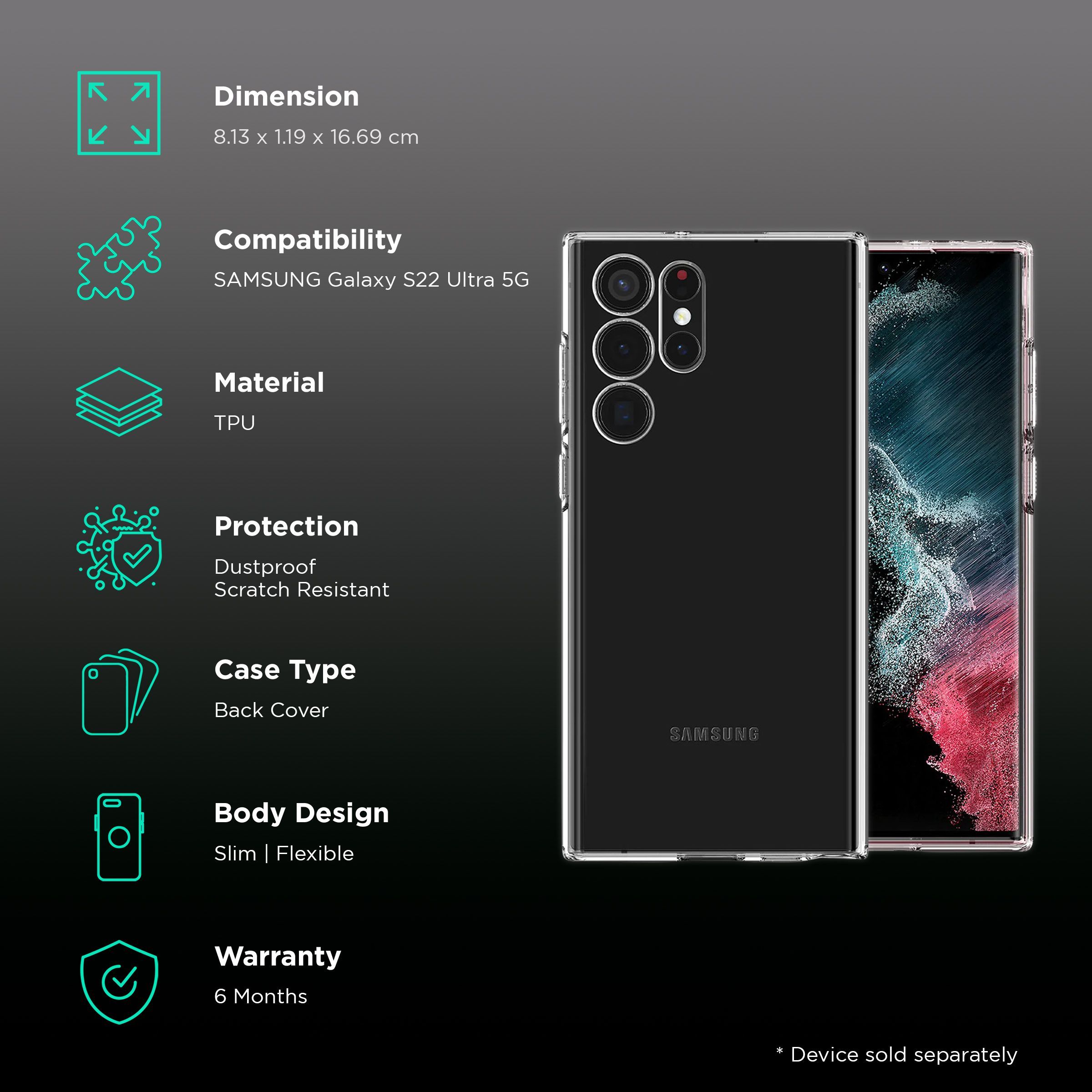 Spigen Liquid Crystal TPU Back Cover for SAMSUNG Galaxy S22 Ultra 5G (Dust and Scratch Resistant, Crystal Clear)_2