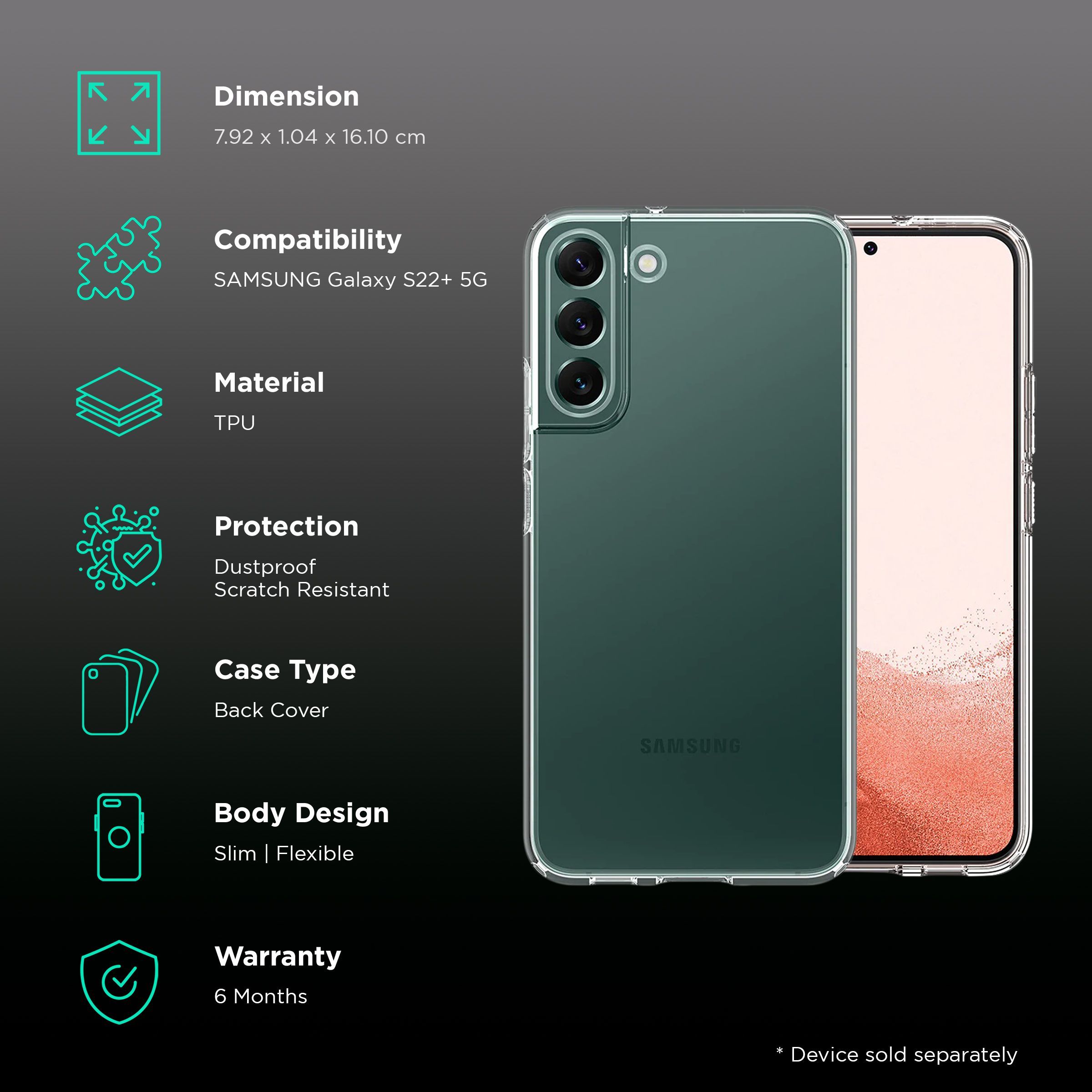 Spigen Liquid Crystal TPU Back Cover for SAMSUNG Galaxy S22+ 5G (Dust and Scratch Resistant, Crystal Clear) Spigen Liquid Crystal TPU Back Cover for SAMSUNG Galaxy S22+ 5G (Dust and Scratch Resistant, Crystal Clear)_2