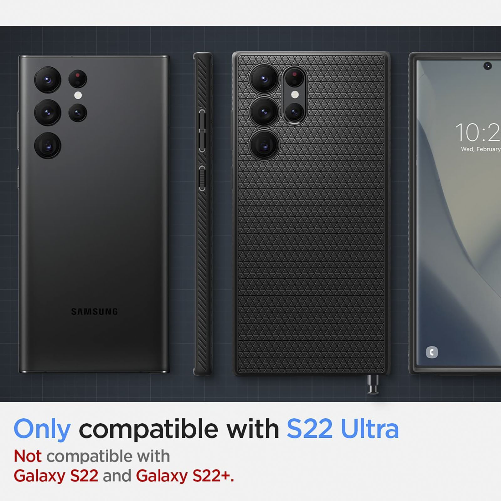 Spigen Liquid Air TPU Hybrid Cover for SAMSUNG Galaxy S22 Ultra 5G (Air Cushion Technology, Matte Black)_16