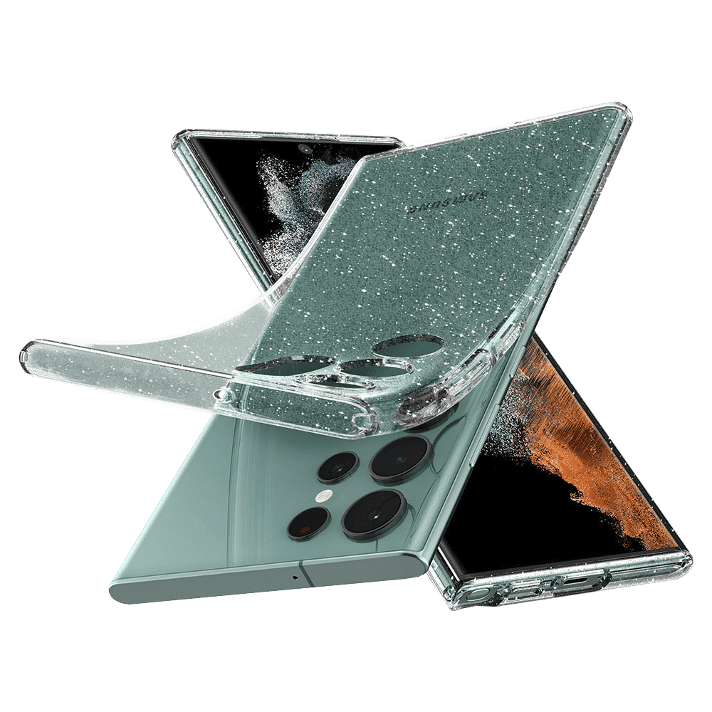 Spigen Liquid Crystal Glitter TPU Back Cover for SAMSUNG Galaxy S22 Ultra 5G (Supports Wireless Charging, Crystal Quartz)_7