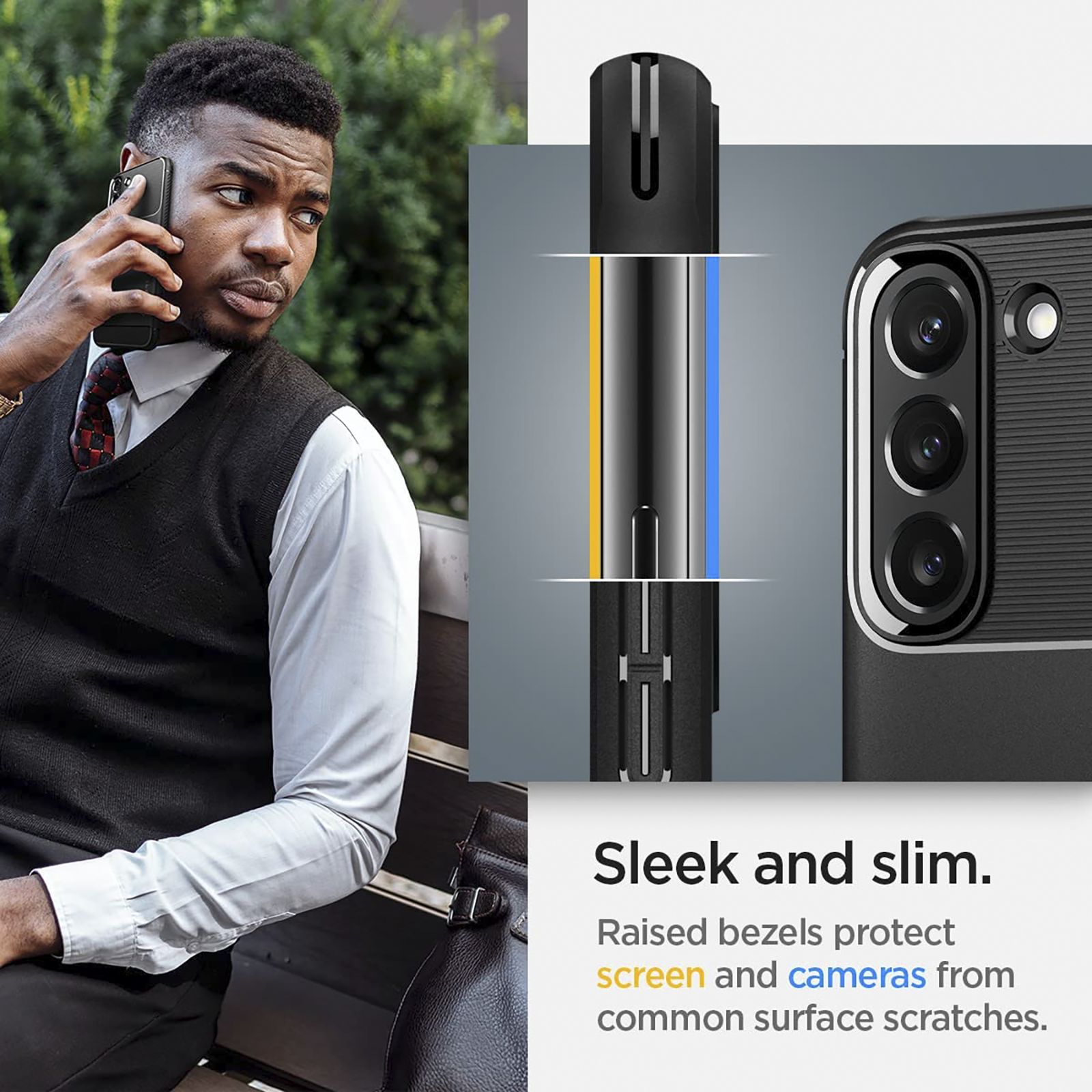 Spigen Rugged Armor TPU Back Cover for SAMSUNG Galaxy S22 5G (Supports Wireless Charging, Matte Black)_8