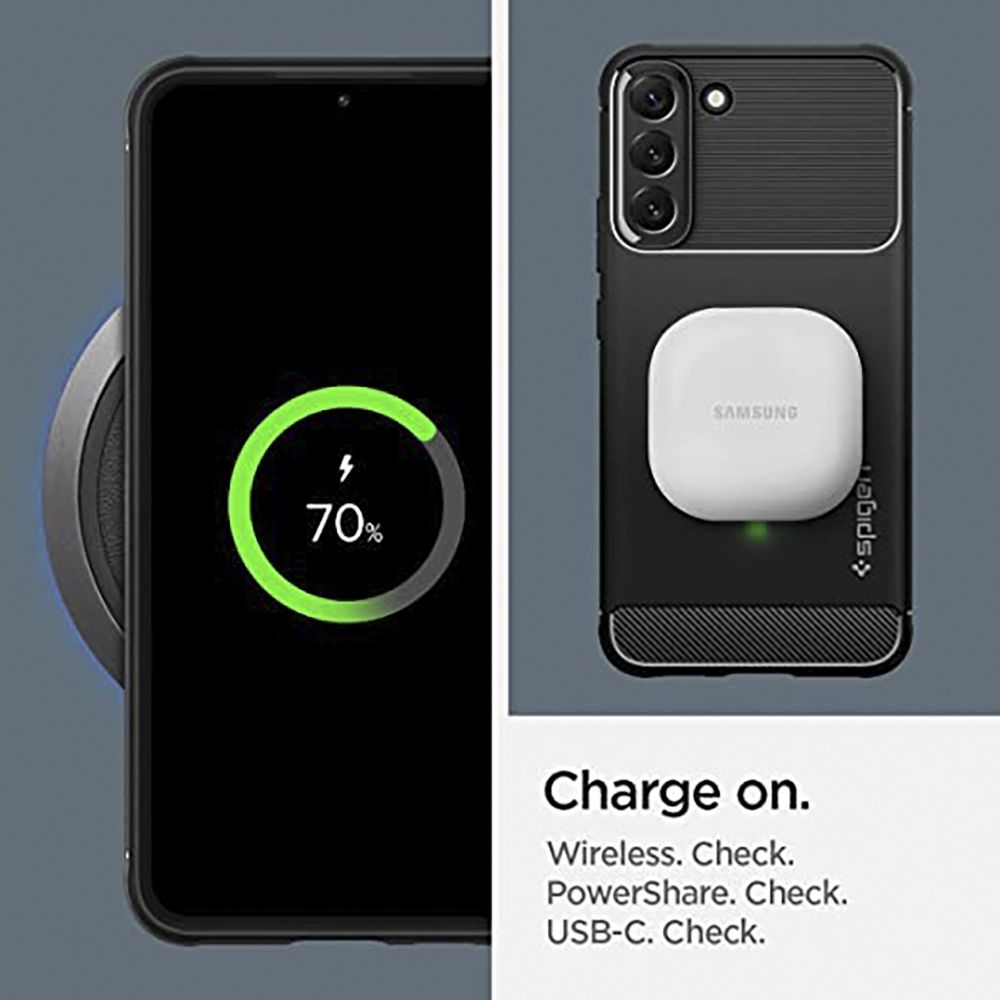 Spigen Rugged Armor TPU Back Cover for SAMSUNG Galaxy S22+ 5G (Supports Wireless Charging, Matte Black)_6