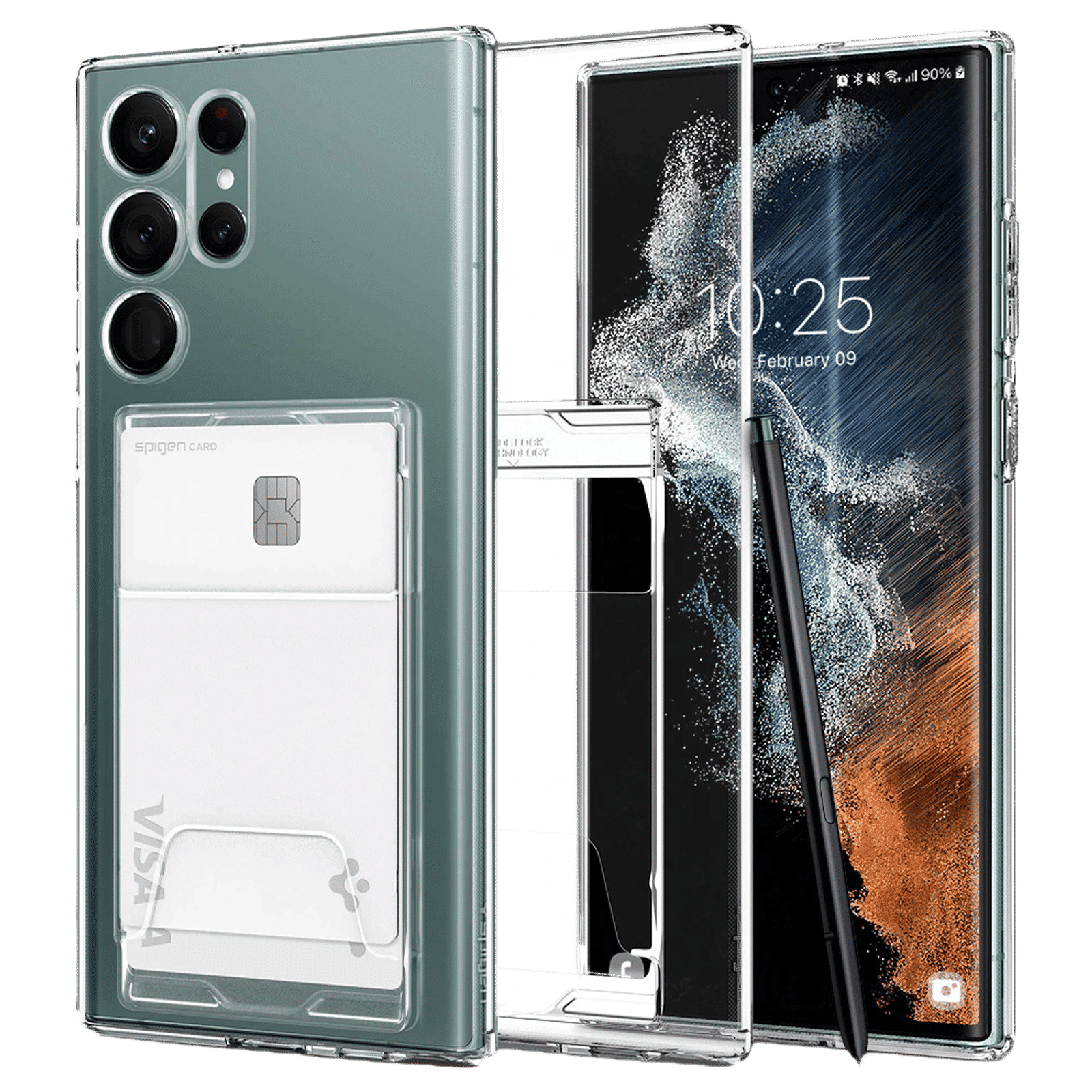 Spigen Crystal Slot Dual Soft TPU Back Cover for SAMSUNG Galaxy S22 Ultra 5G (Air Cushion Technology, Crystal Clear)_5