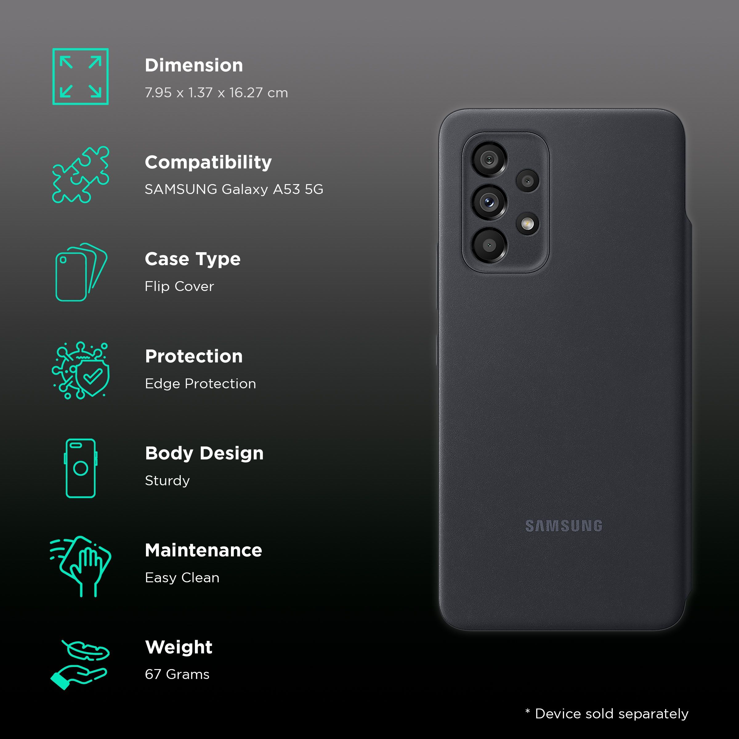 SAMSUNG Smart S View Flip Cover for SAMSUNG Galaxy A53 5G (Anti-Microbial, Black) SAMSUNG Smart S View Flip Cover for SAMSUNG Galaxy A53 5G (Anti-Microbial, Black)_2