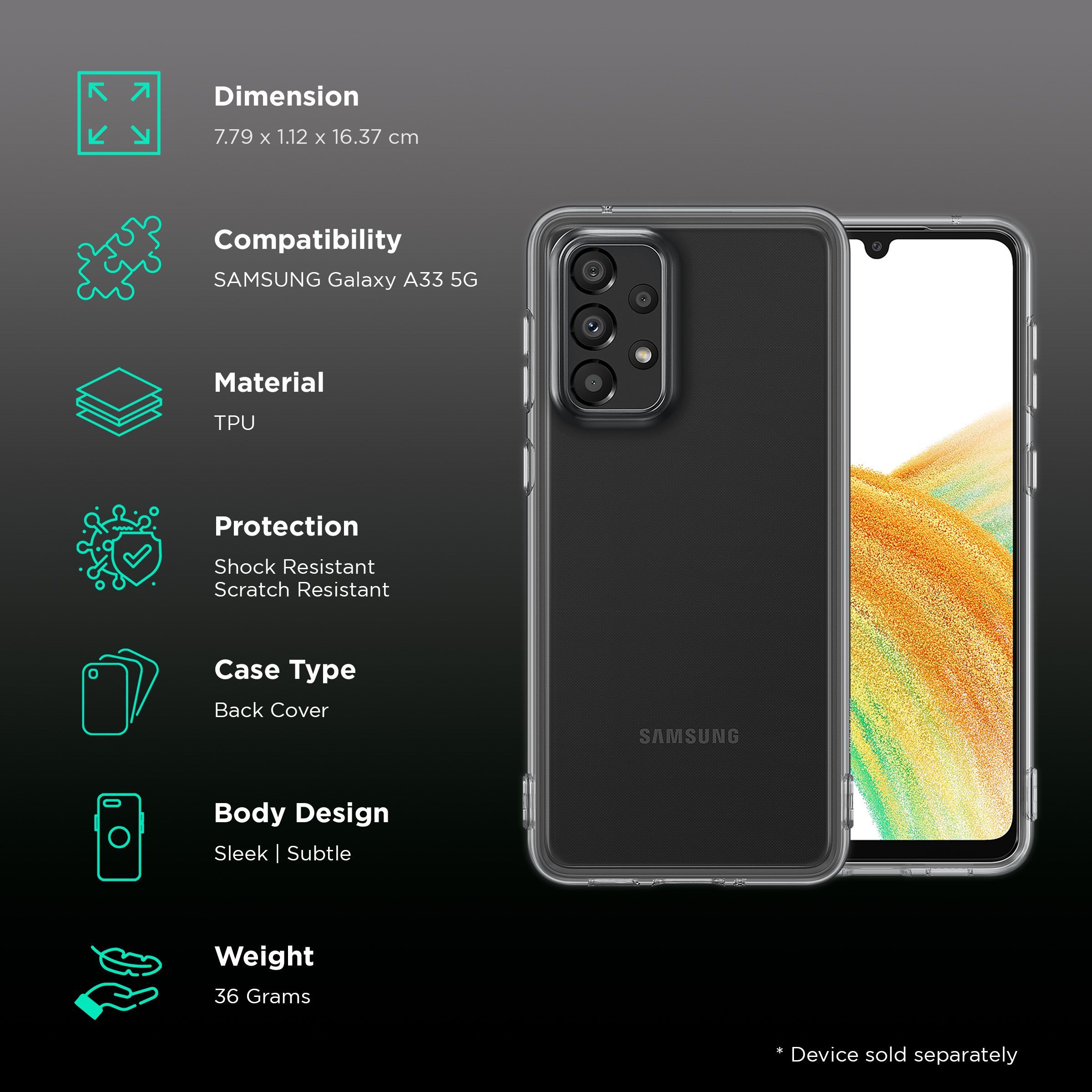 SAMSUNG Soft TPU Back Cover for SAMSUNG Galaxy A33 5G (Protects from Shock & Scratch, Clear Black)_2