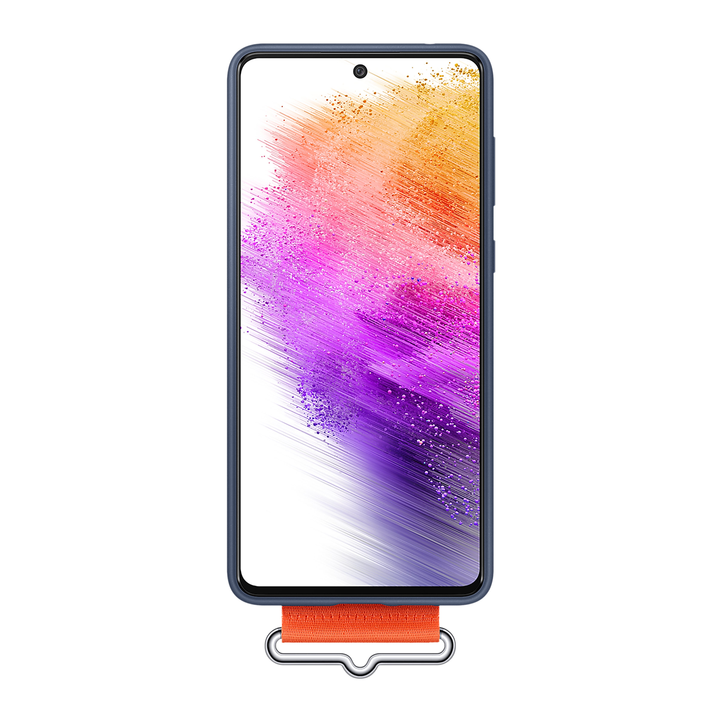 SAMSUNG Soft Silicone Hybrid Cover for SAMSUNG Galaxy A73 5G (Handheld Strap, Navy)_4