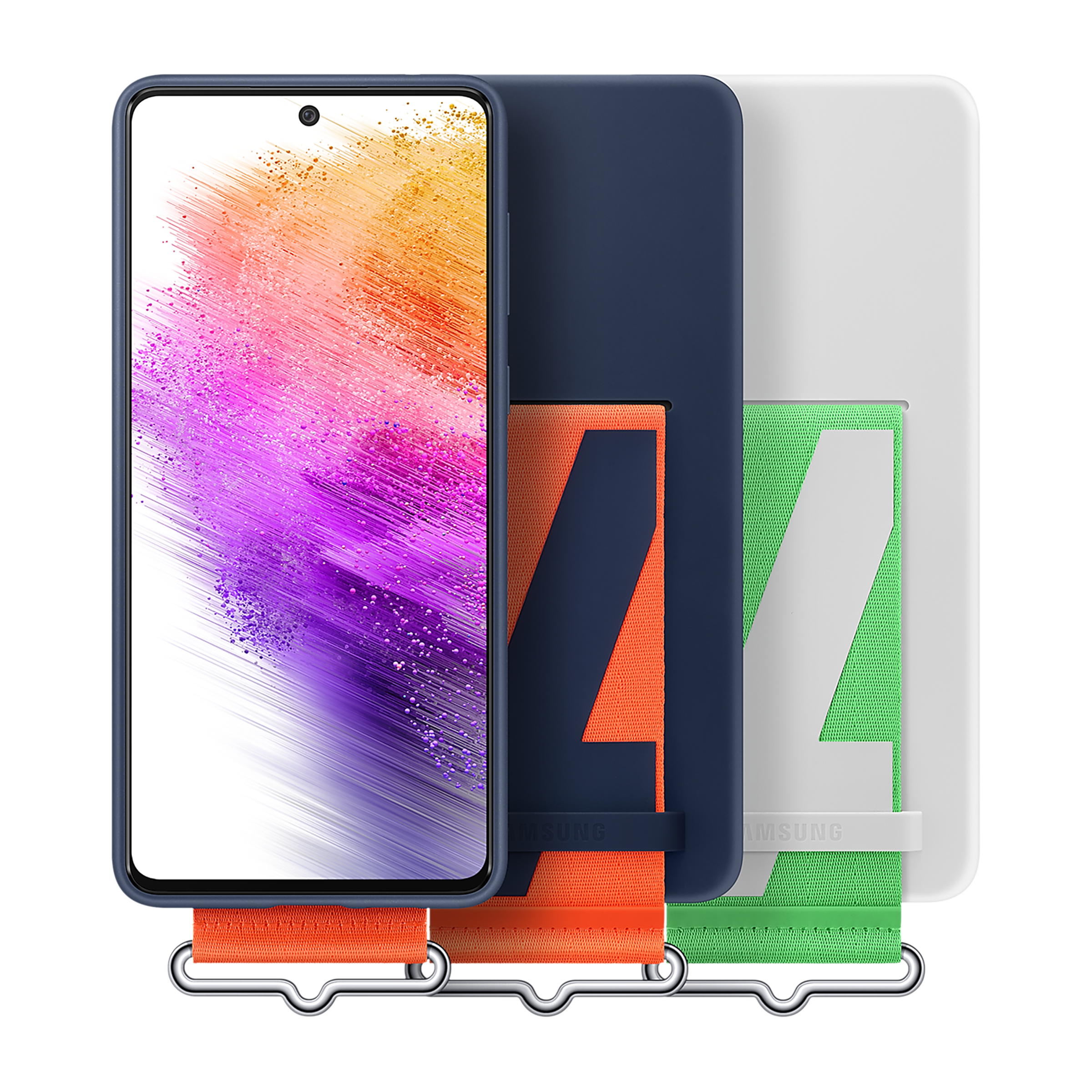 SAMSUNG Soft Silicone Hybrid Cover for SAMSUNG Galaxy A73 5G (Handheld Strap, Navy)_5