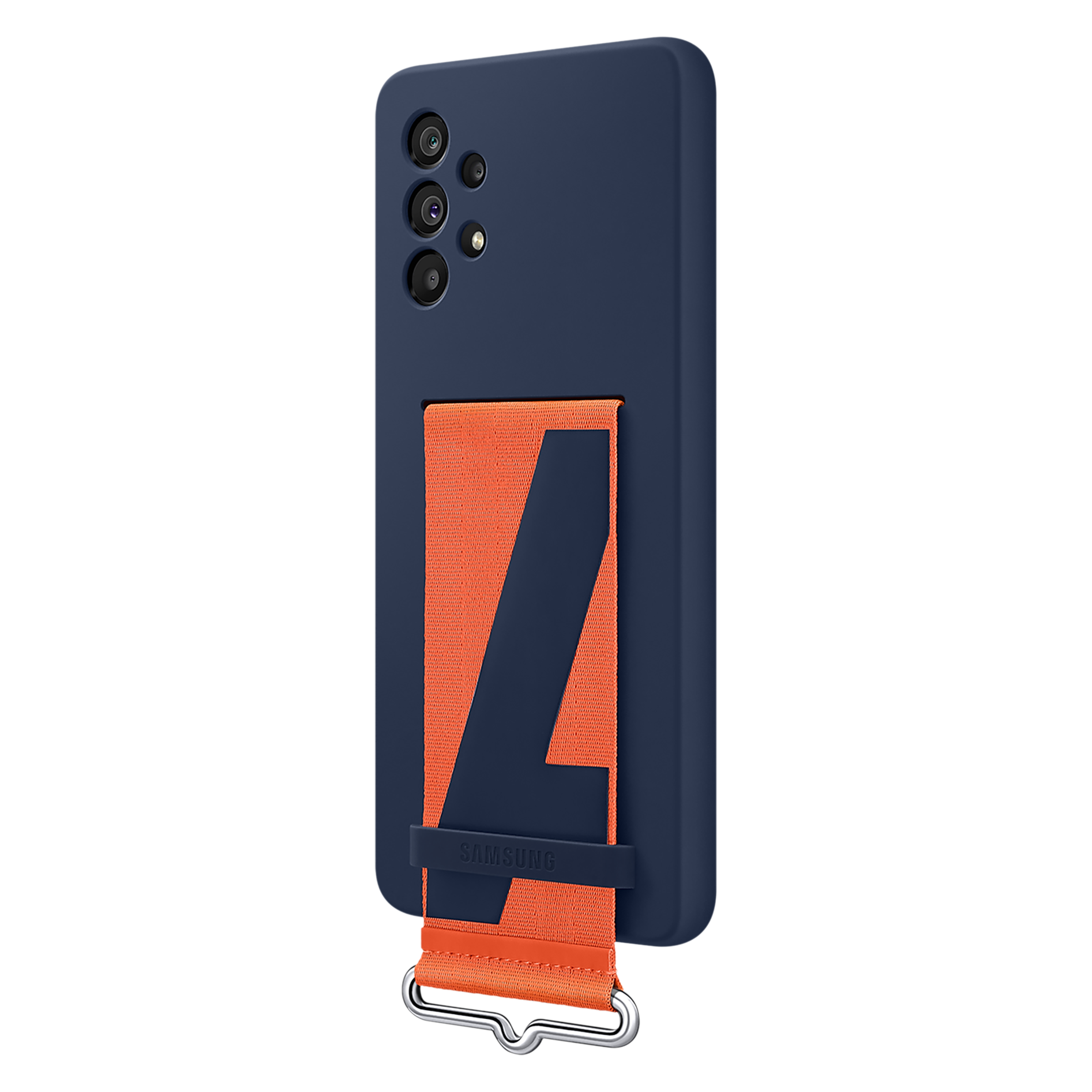 SAMSUNG Soft Silicone Hybrid Cover for SAMSUNG Galaxy A73 5G (Handheld Strap, Navy)_7