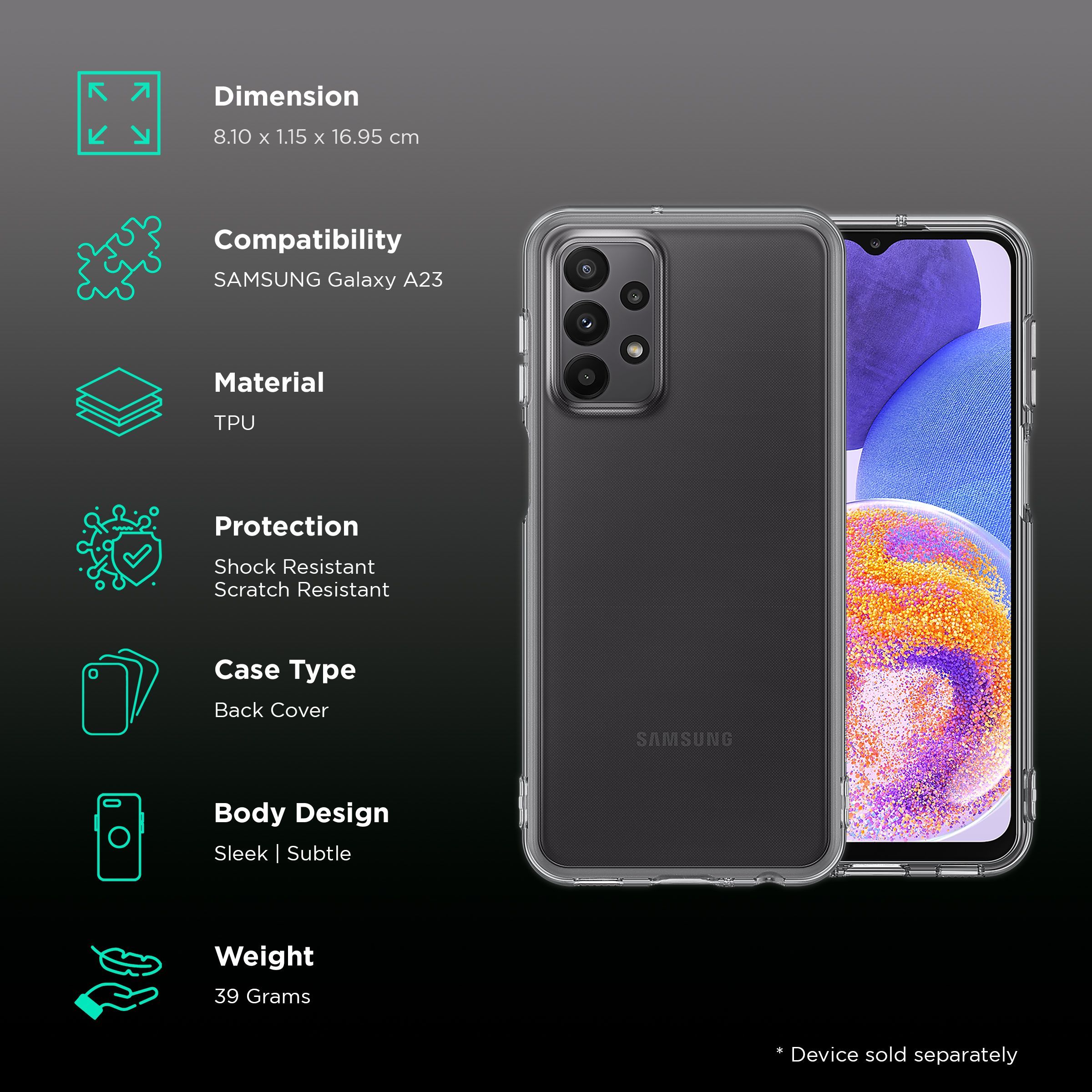 SAMSUNG Soft TPU Back Cover for SAMSUNG Galaxy A23 (Protects from Shock & Scratch, Clear Black)_2