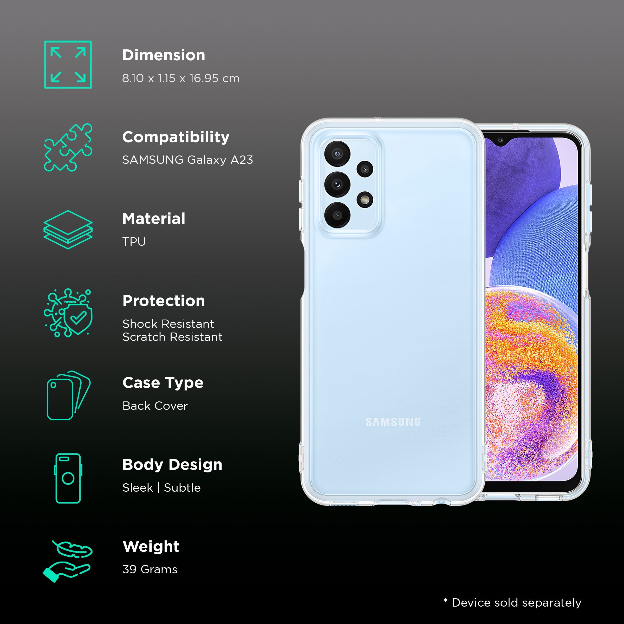 SAMSUNG Soft TPU Back Cover for SAMSUNG Galaxy A23 (Protects from Shock & Scratch, Transparent) SAMSUNG Soft TPU Back Cover for SAMSUNG Galaxy A23 (Protects from Shock & Scratch, Transparent)_2