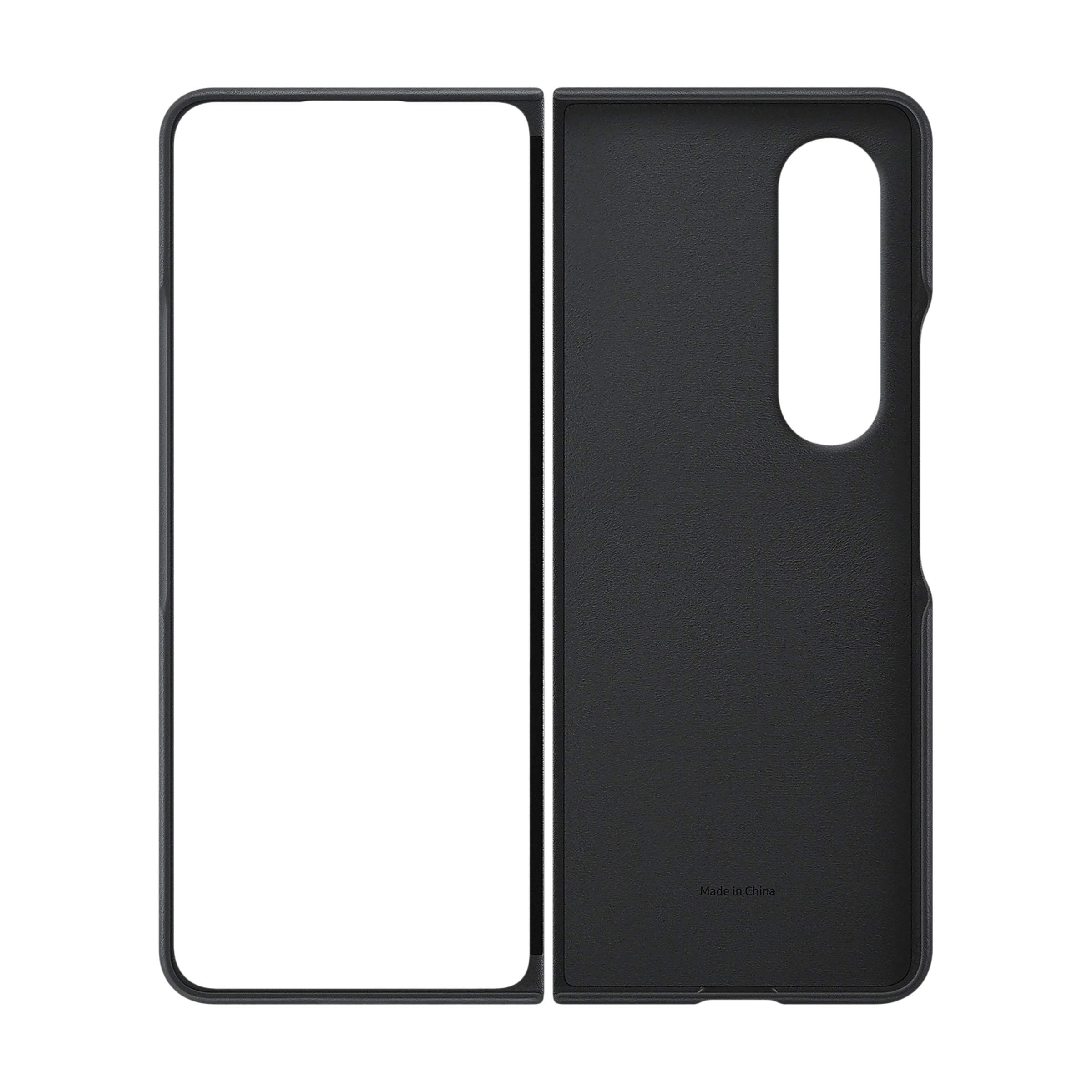 SAMSUNG Calf Leather Back Cover for SAMSUNG Galaxy Z Fold4 (Front to Back Protection, Black)_4