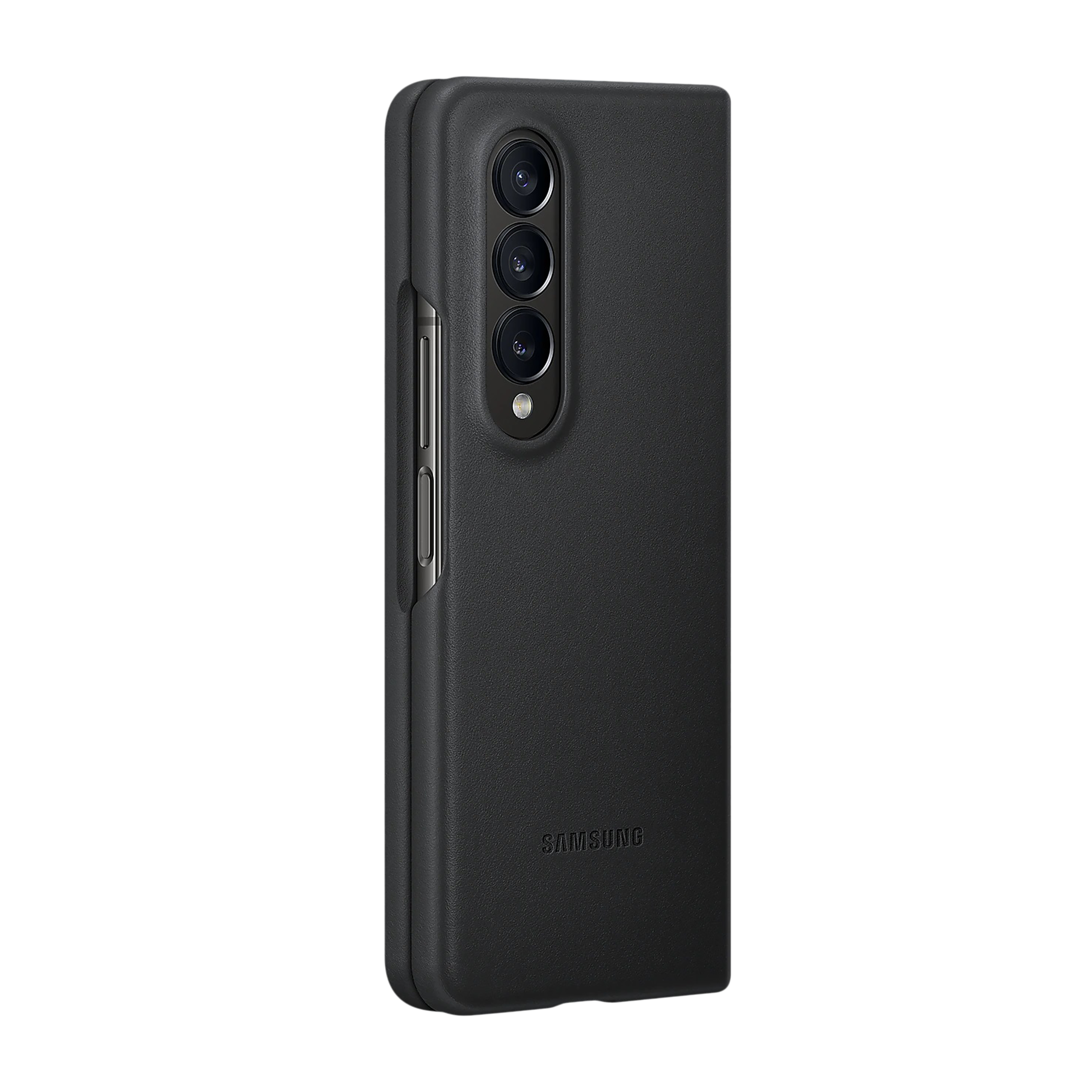 SAMSUNG Calf Leather Back Cover for SAMSUNG Galaxy Z Fold4 (Front to Back Protection, Black)_5