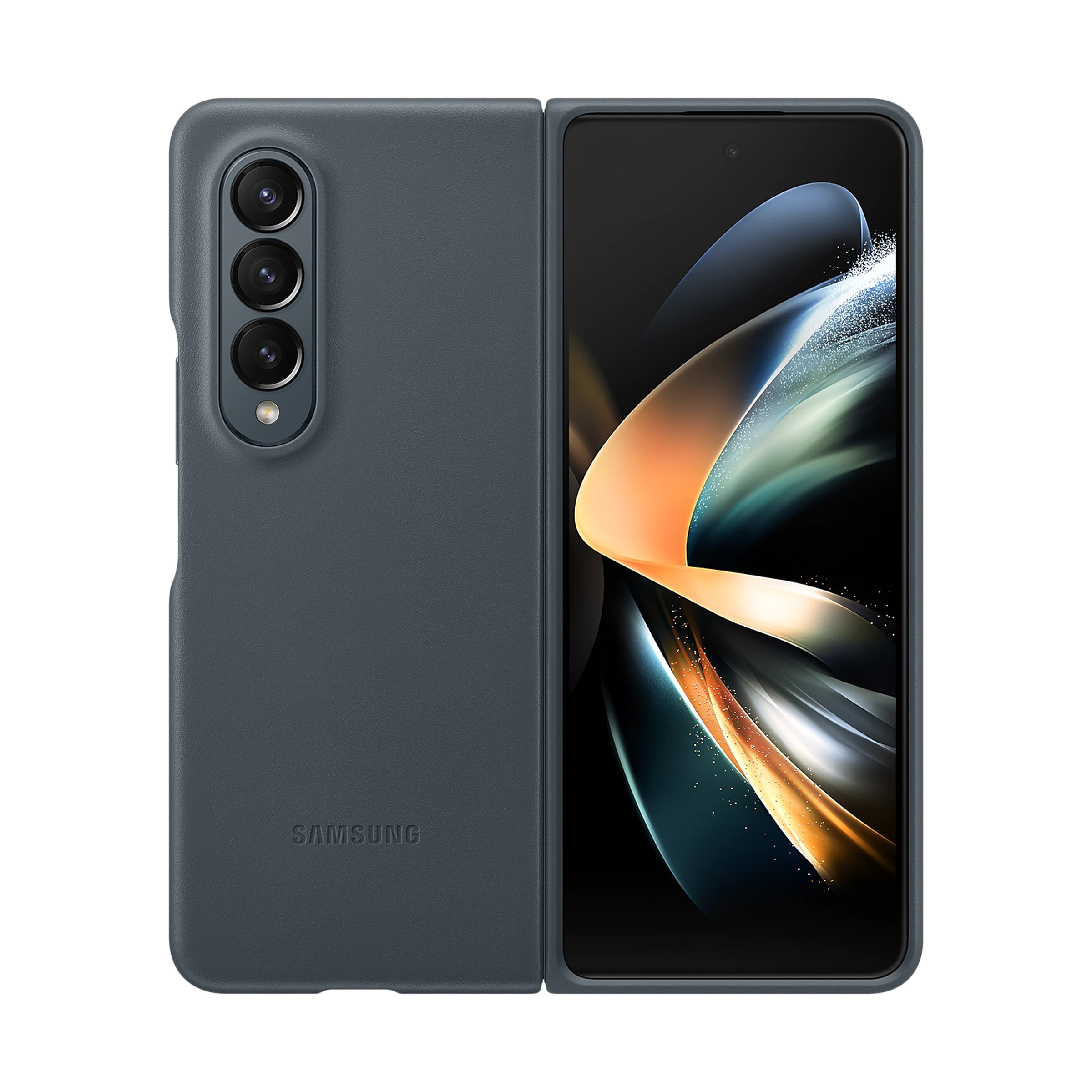 SAMSUNG Soft Calf Leather Hybrid Cover for SAMSUNG Galaxy Z Fold4 (Front to Back Protection, Graygreen)_1