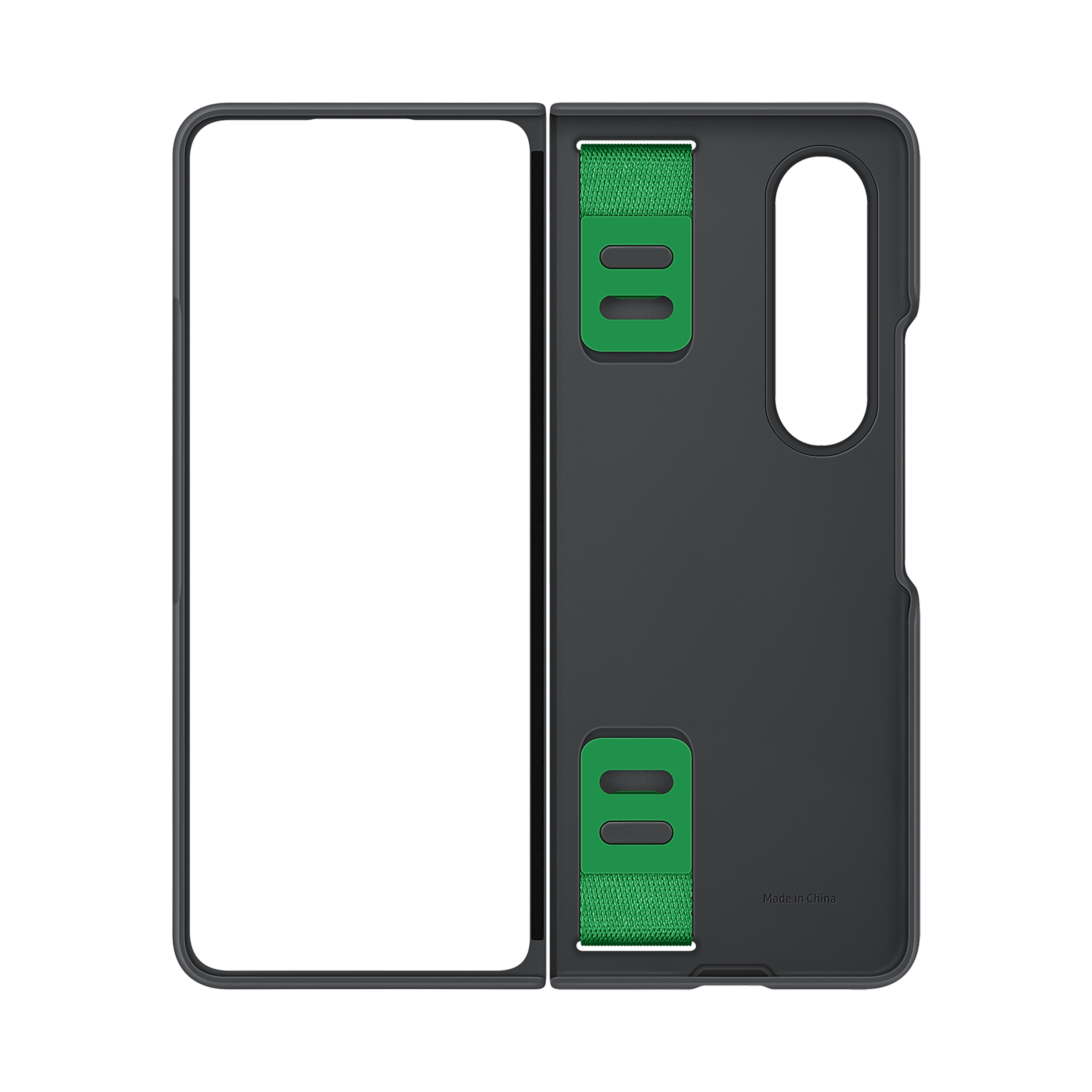 SAMSUNG Silicone Back Cover for SAMSUNG Galaxy Z Fold4 (Carrying with Strap, Black)_4