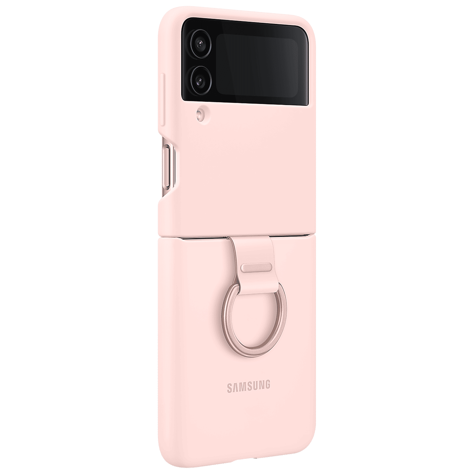 SAMSUNG Soft Silicone Back Cover for SAMSUNG Galaxy Z Flip4 (With Backside Ring, Pink)_1