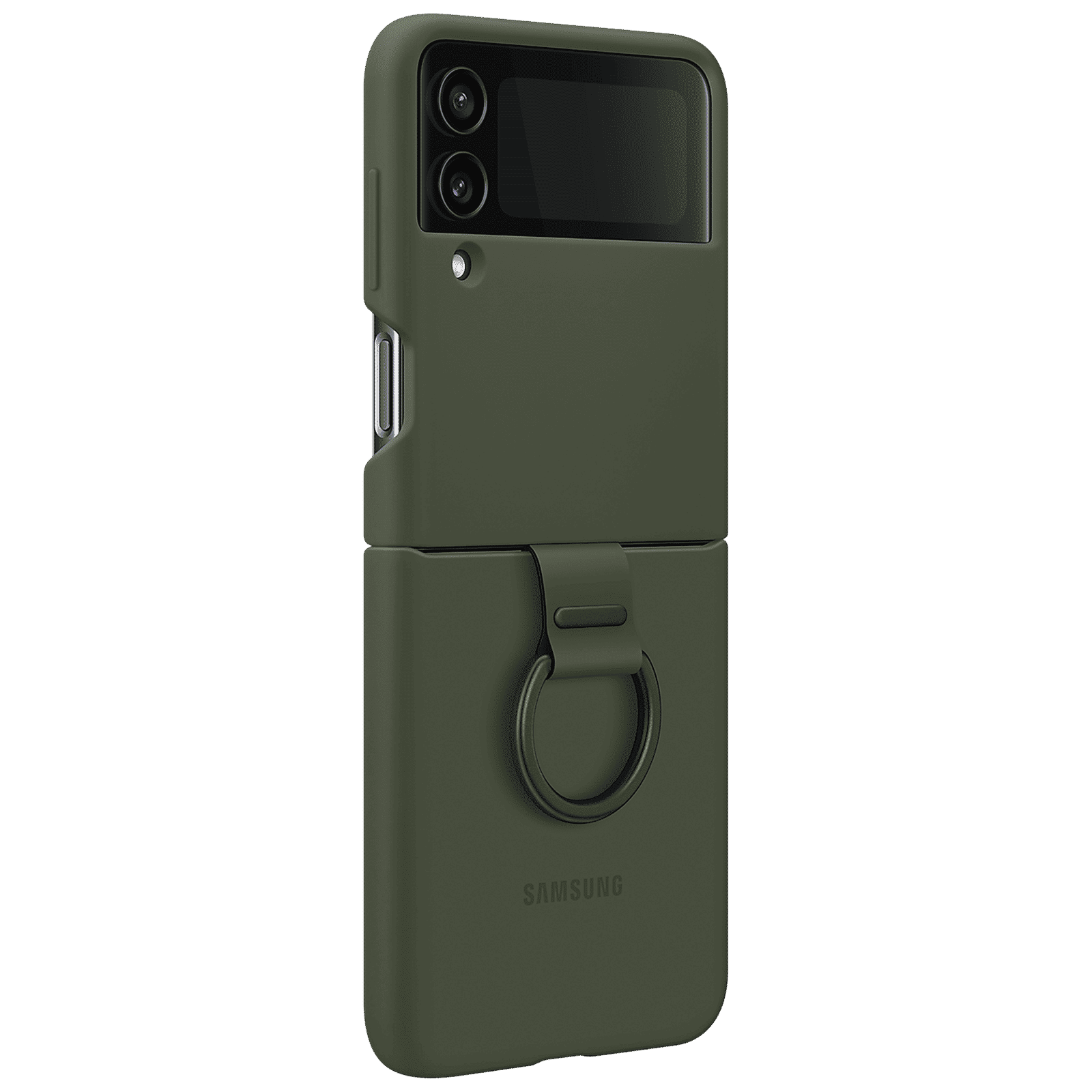 SAMSUNG Soft Silicone Back Cover for SAMSUNG Galaxy Z Flip4 (With Backside Ring, Khaki)_1