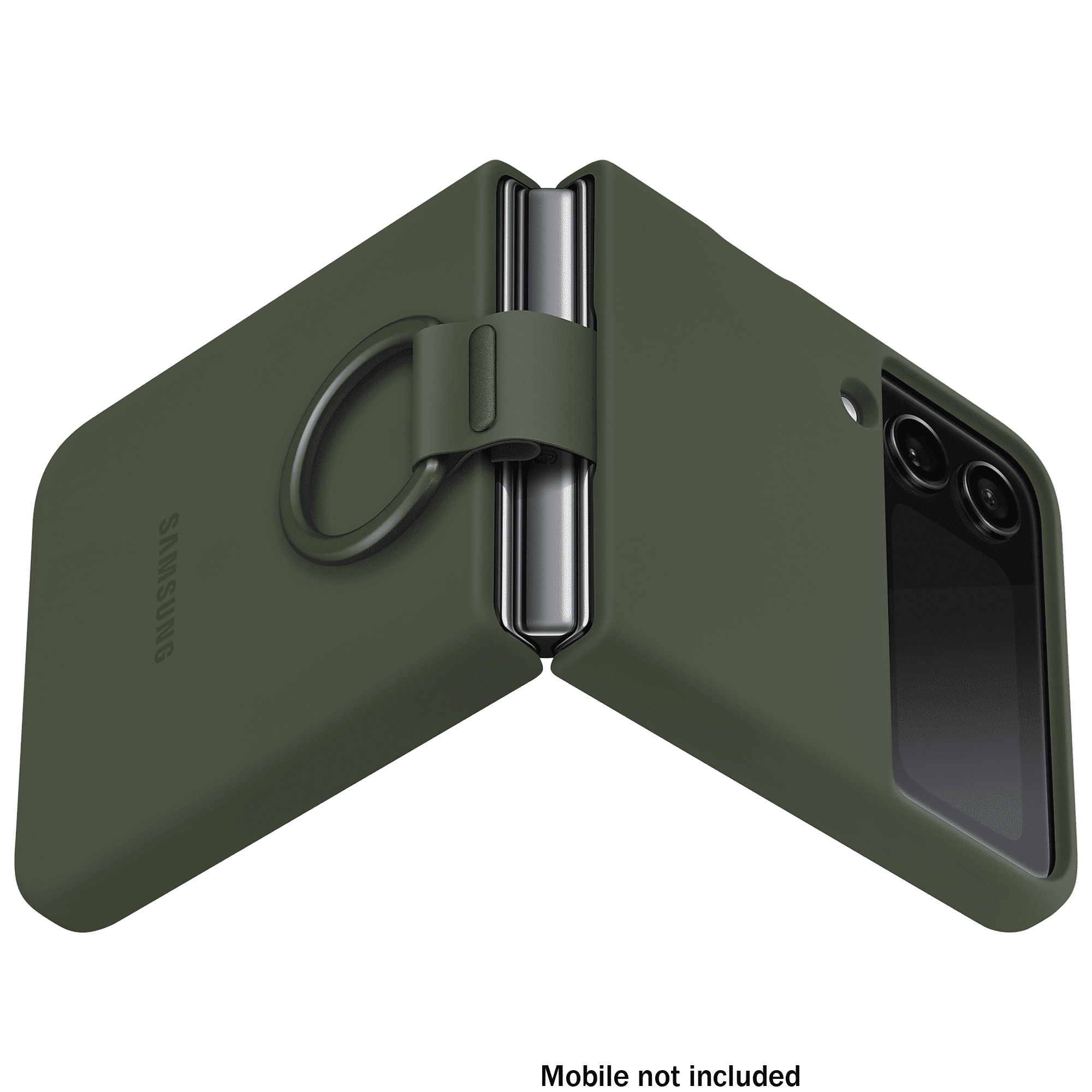 SAMSUNG Soft Silicone Back Cover for SAMSUNG Galaxy Z Flip4 (With Backside Ring, Khaki)_7