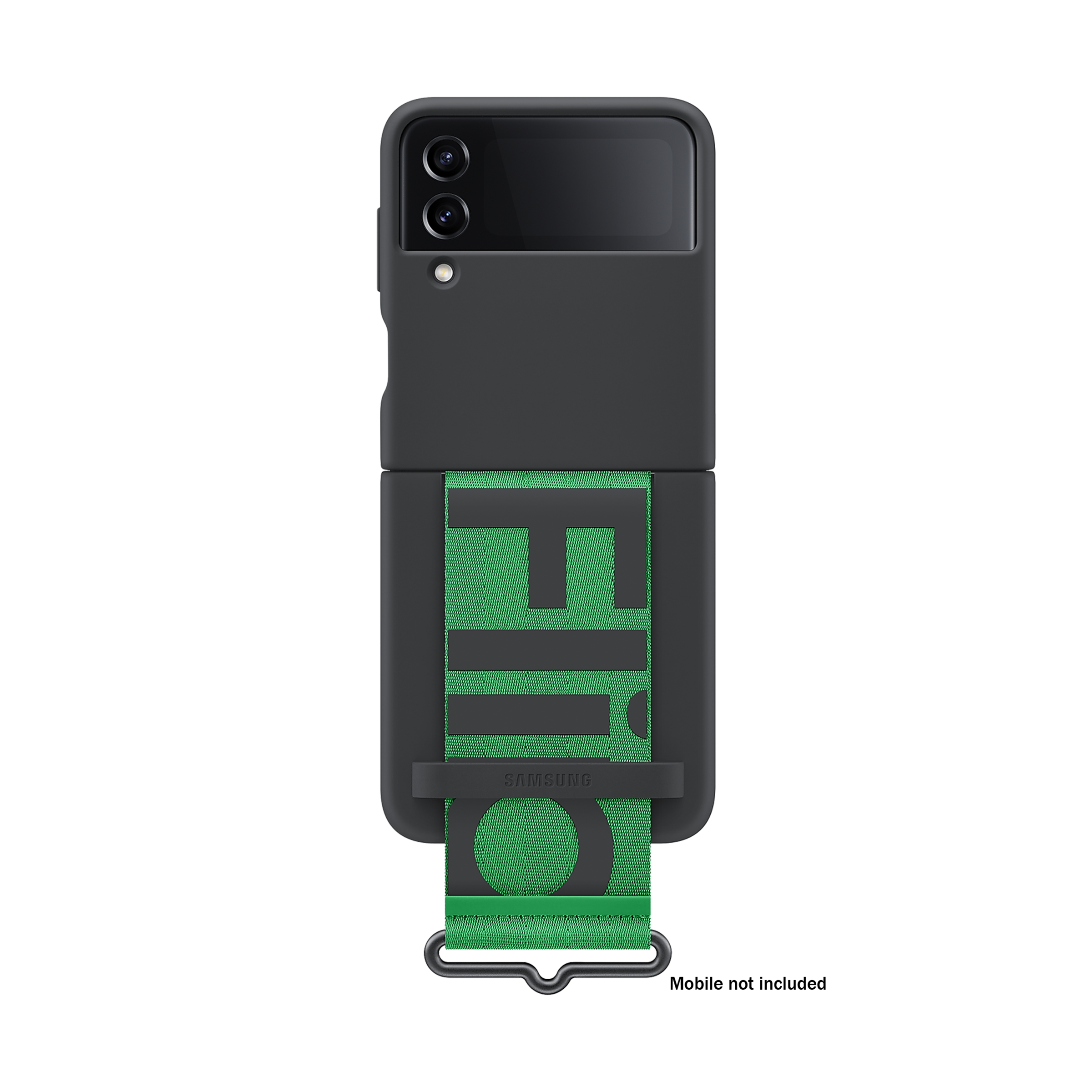 SAMSUNG Soft Silicone Back Cover for SAMSUNG Galaxy Z Flip4 (Carrying with Strap, Black)_1